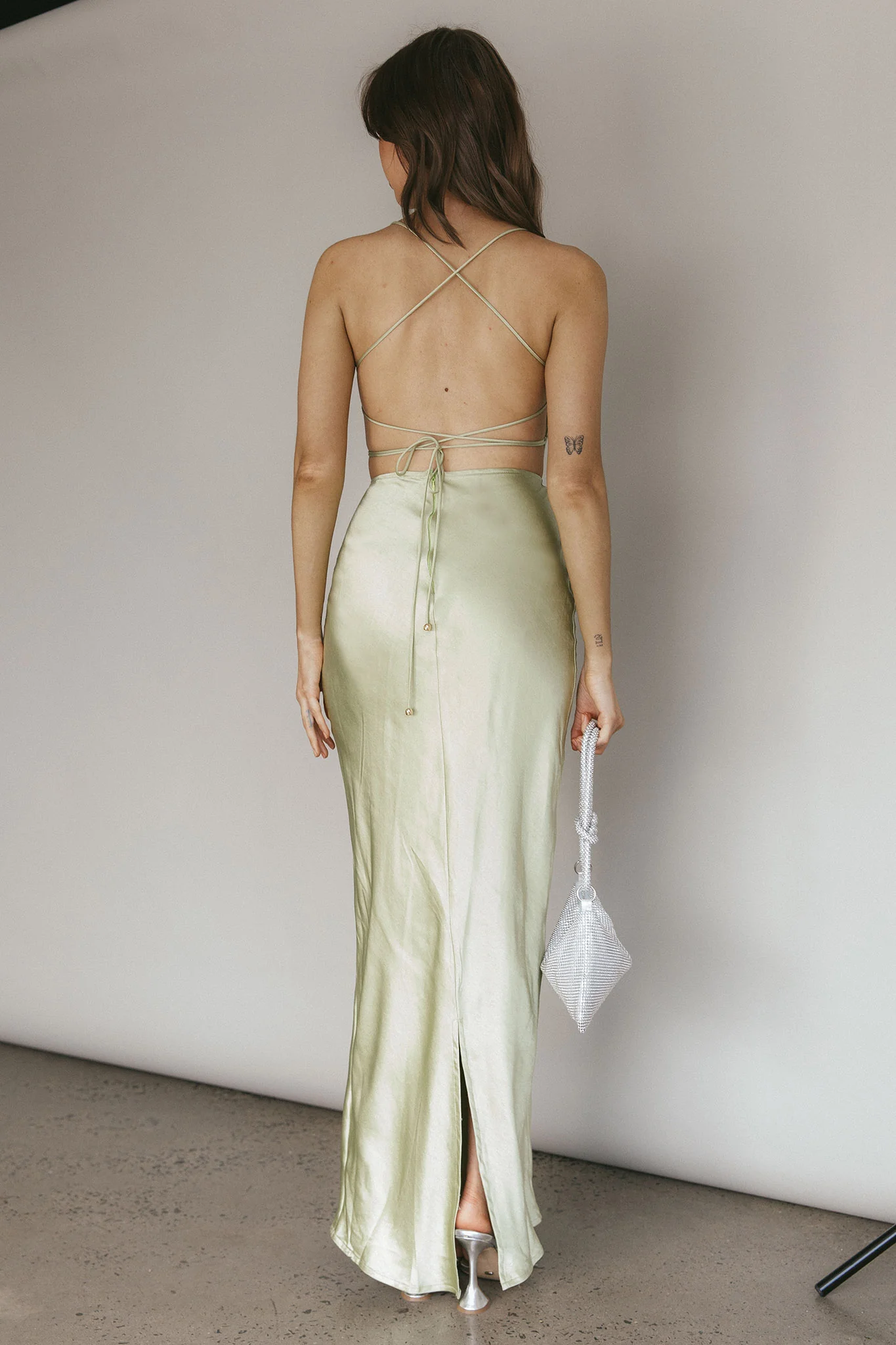 Heaven On Earth Lace-Up Back Maxi Dress Kiwi