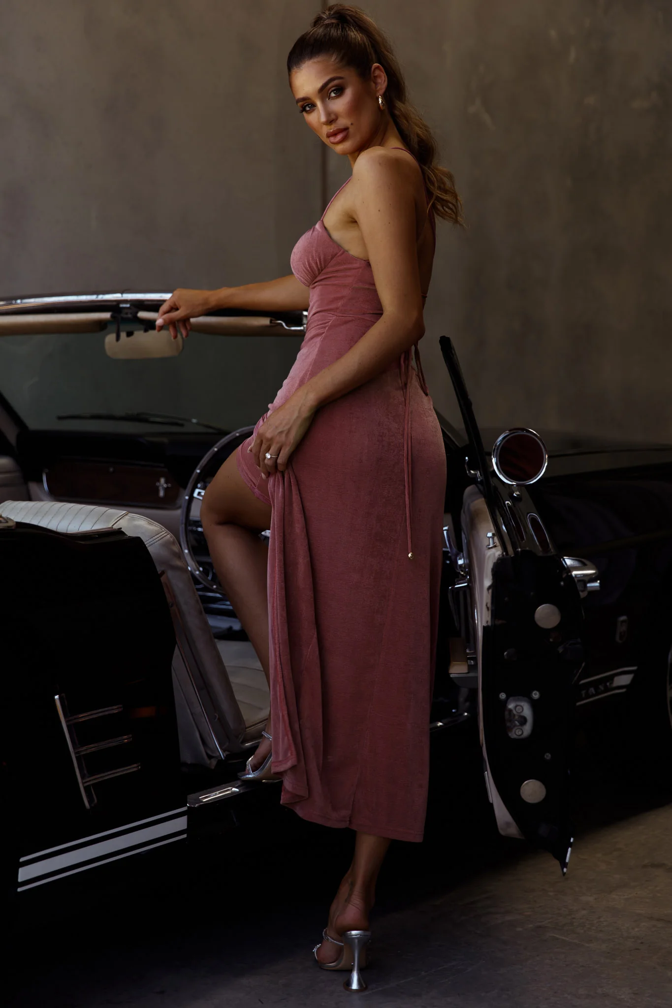 Playing For Keeps Split Front Maxi Dress Blush