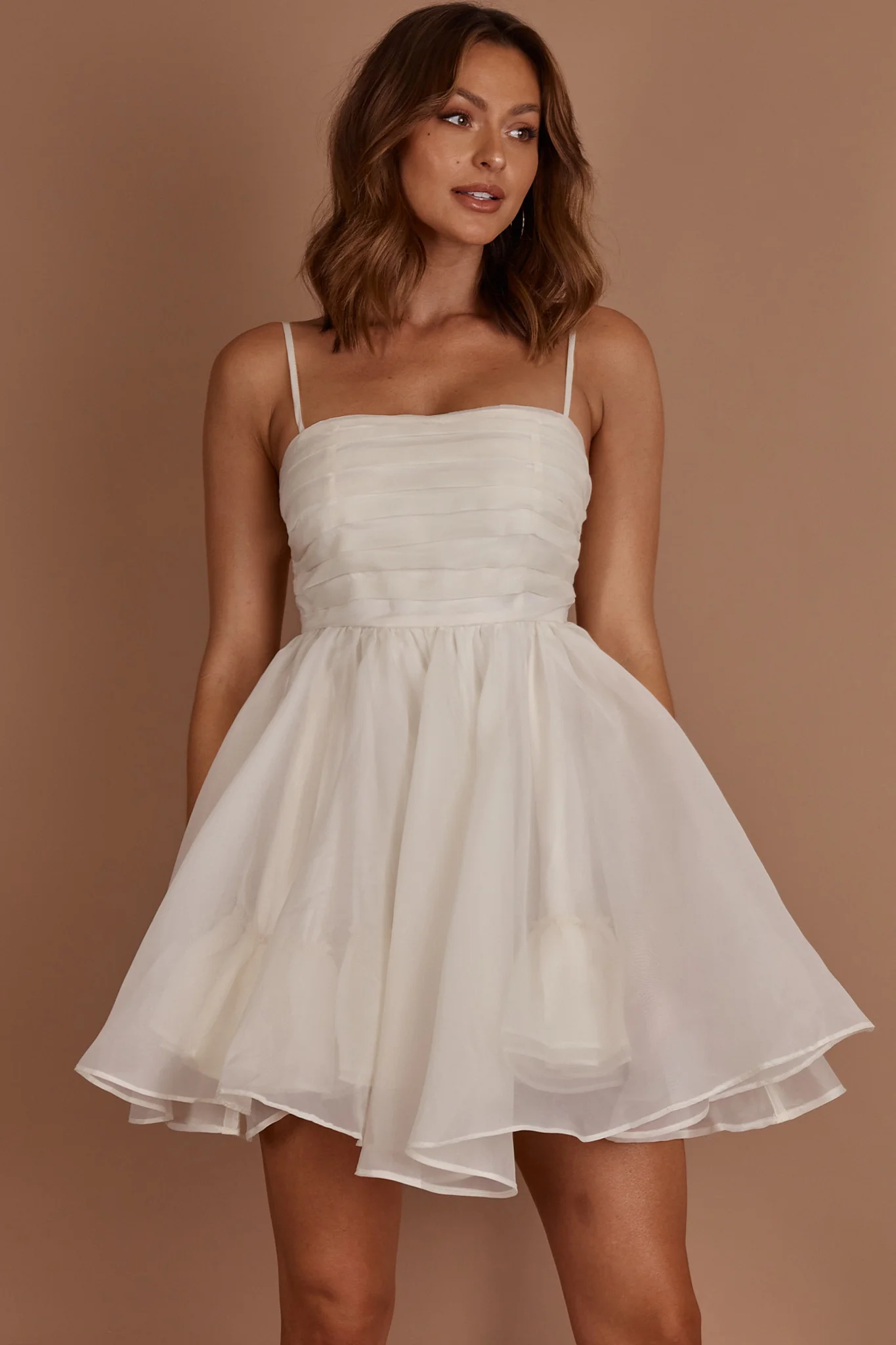 Elyse Pleated Bodice Party Dress Cream