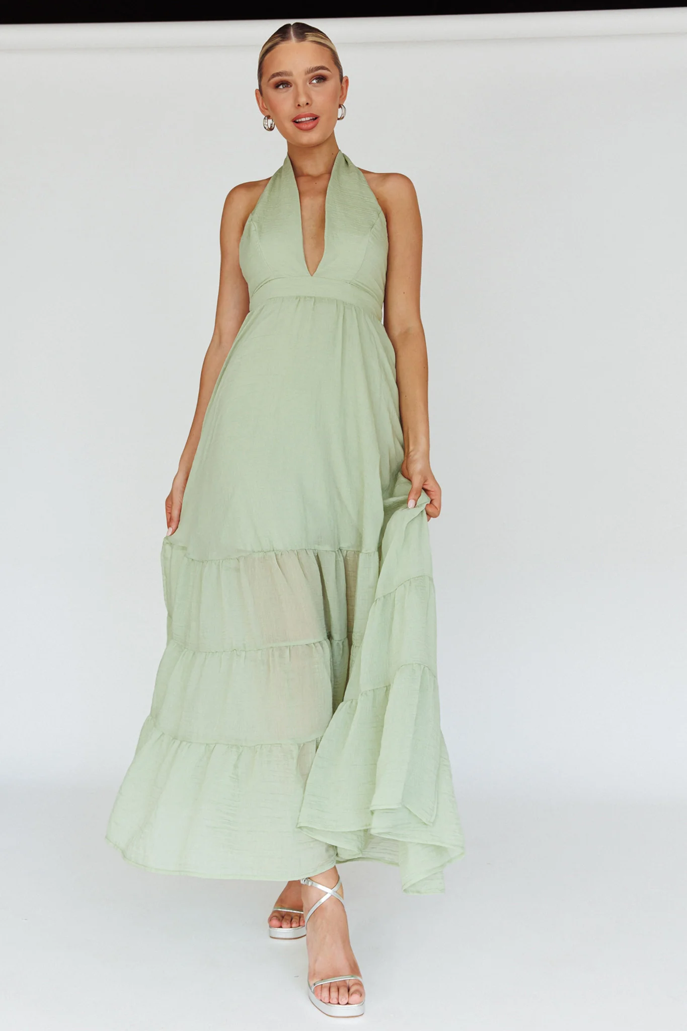 Jalisco Sun Halterneck Maxi Dress Mint