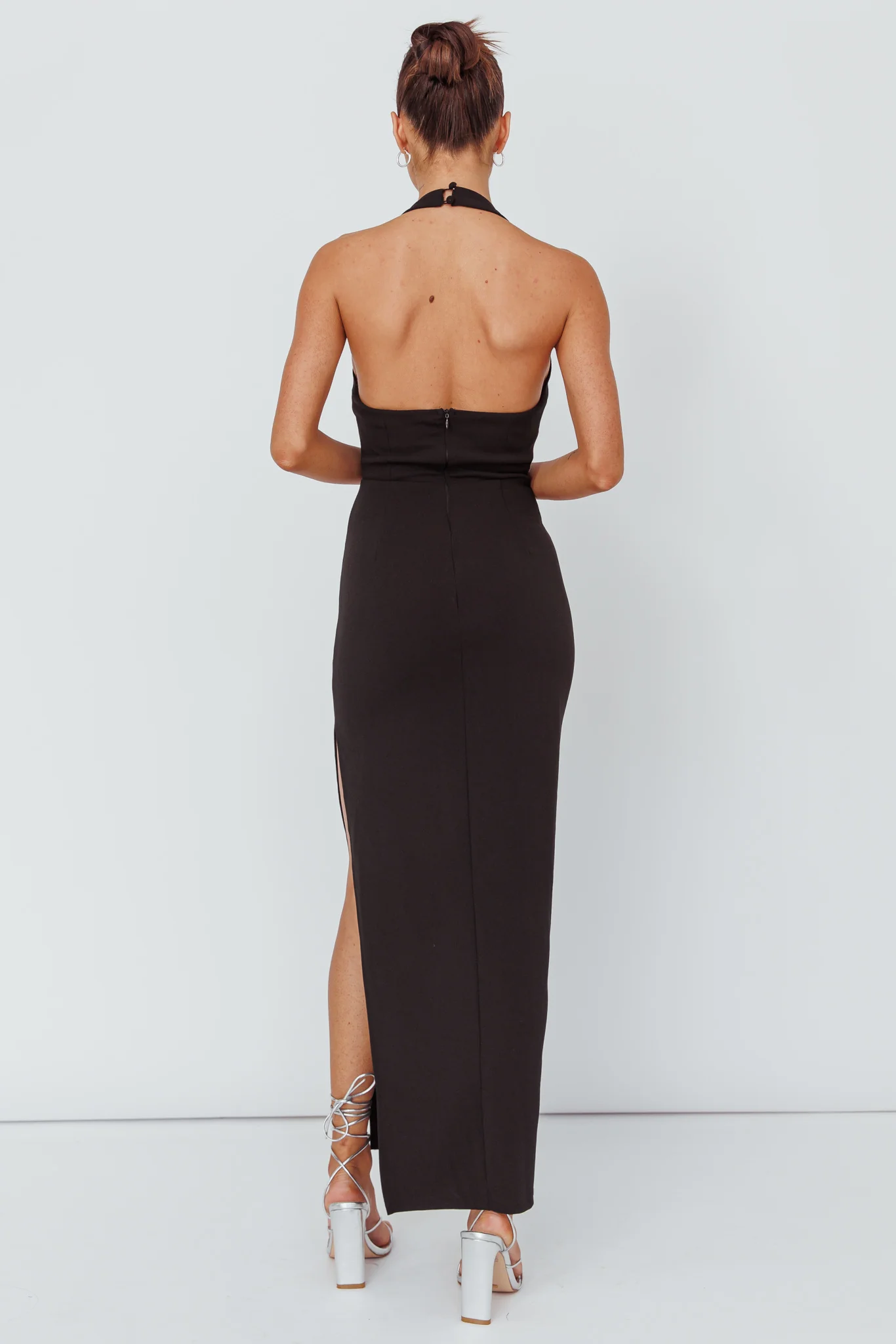 Leading Role Diamante Strap Halter Dress Black
