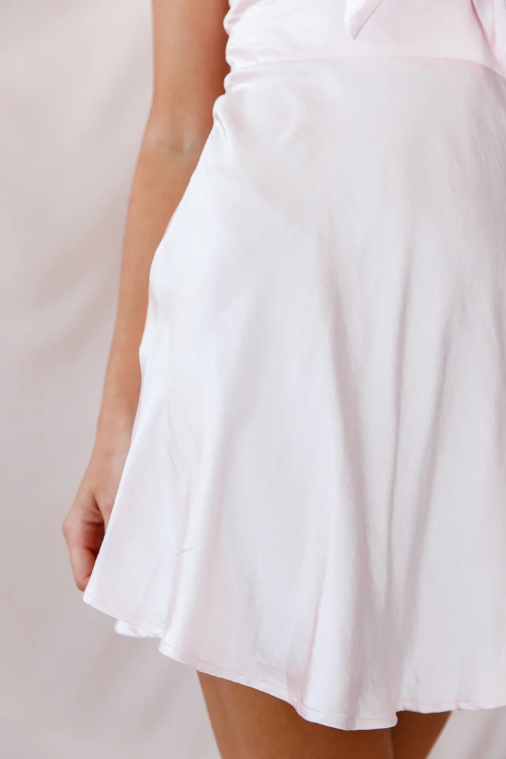 Starry Night Satin Bust-Tie Mini Dress Pink