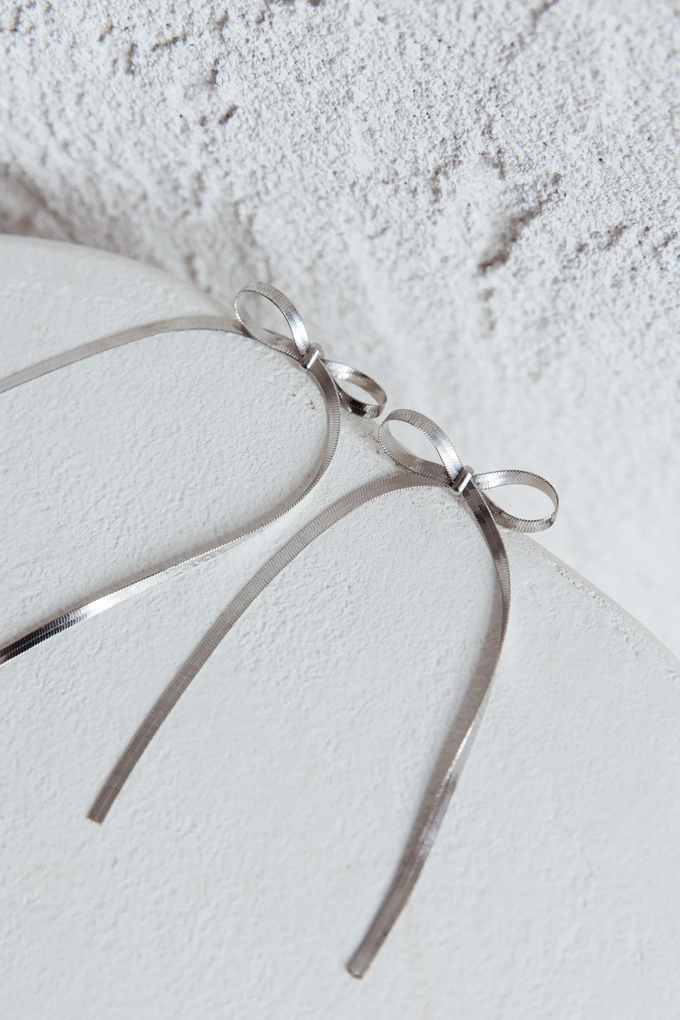 Macy Herringbone Bow Earrings Silver