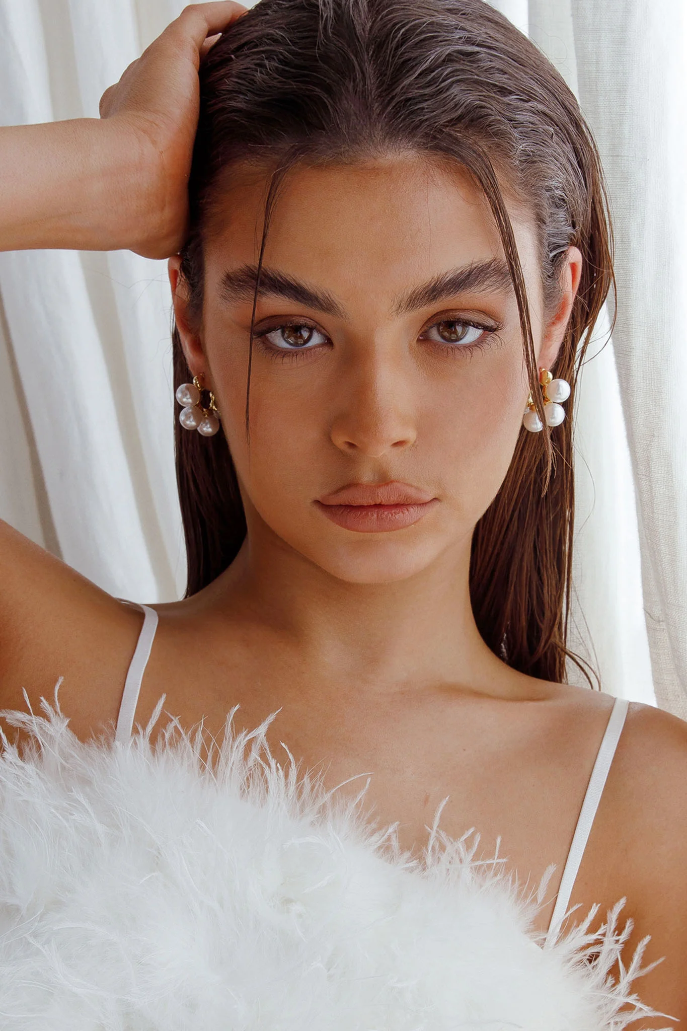 St Tropez Pearl Hoop Earrings Gold