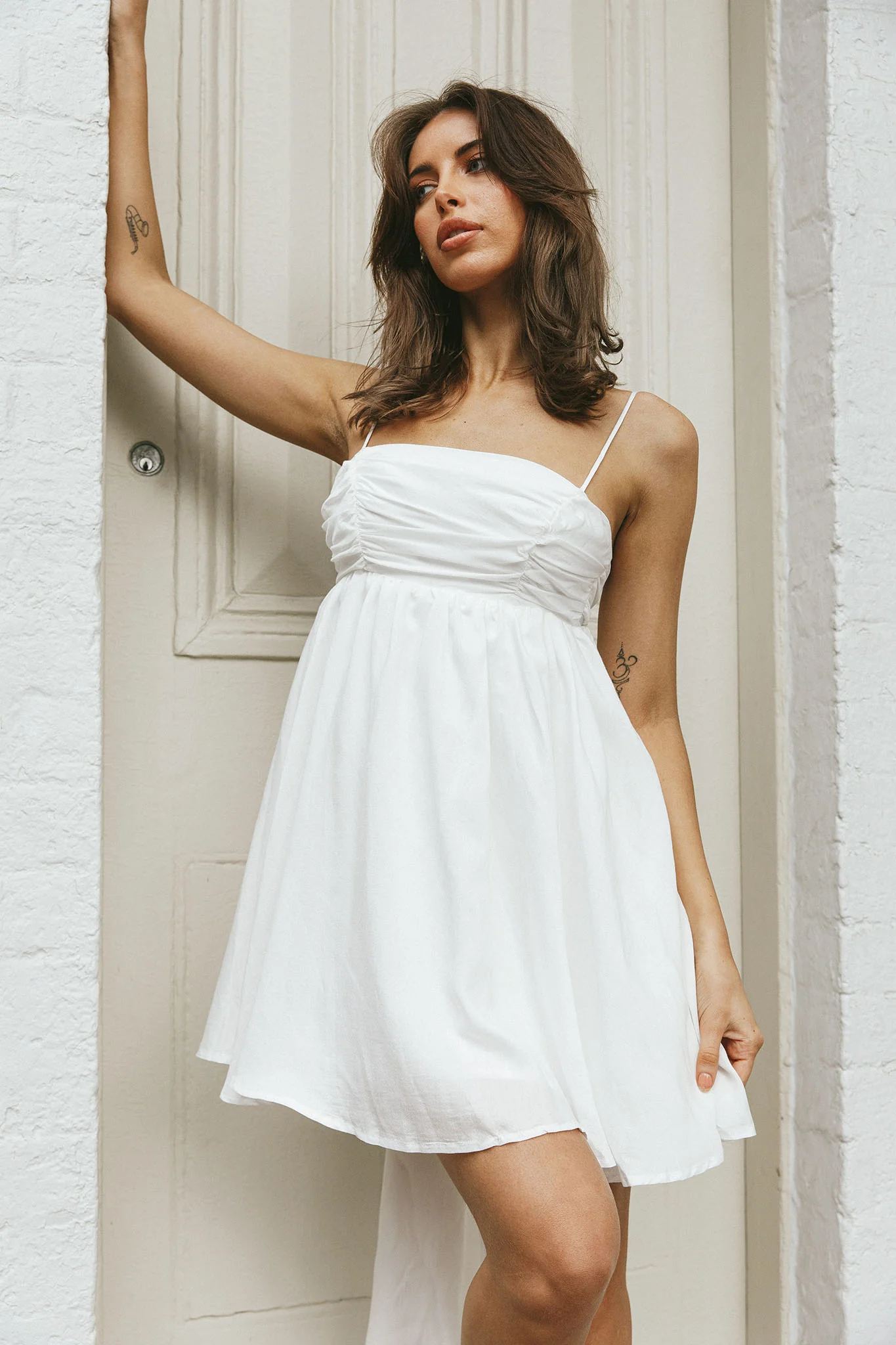 Zhen Bow Tie Back Mini Dress White