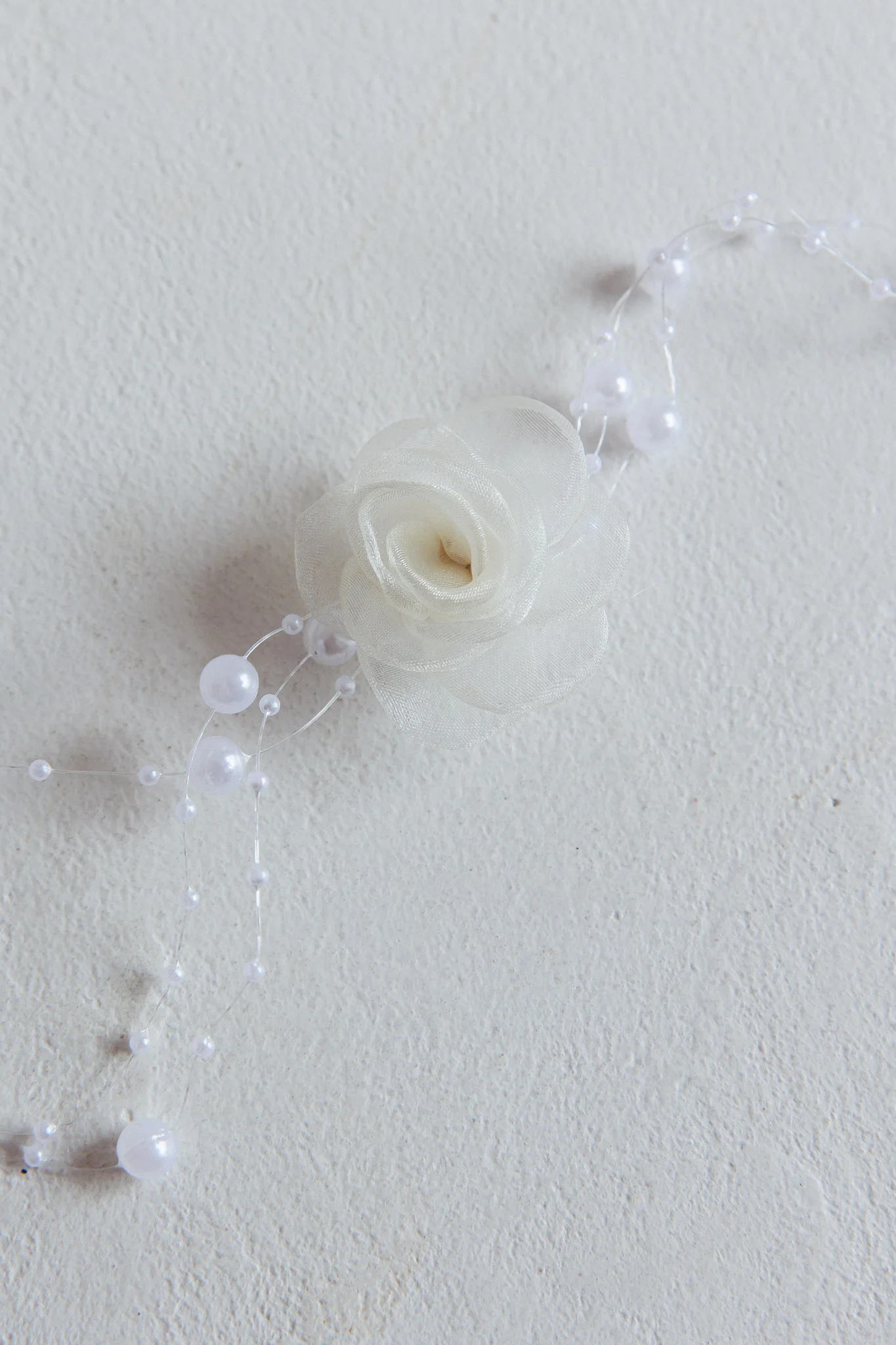 Magic Moments Chiffon Rose Choker Necklace Pearl