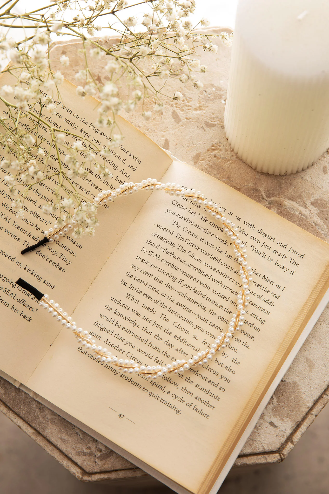 Odette Twisted Pearl Headband Gold