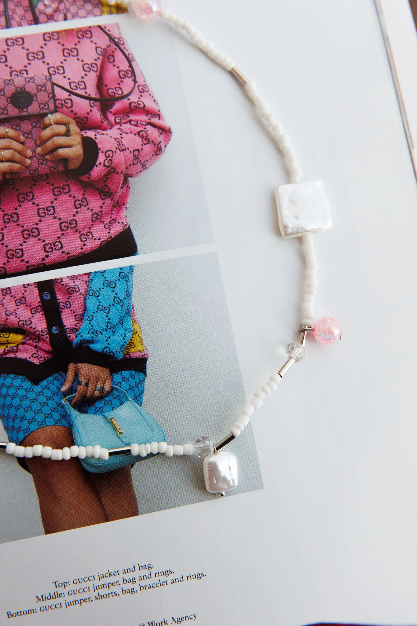 Sirena Beaded Pearl Choker Pink