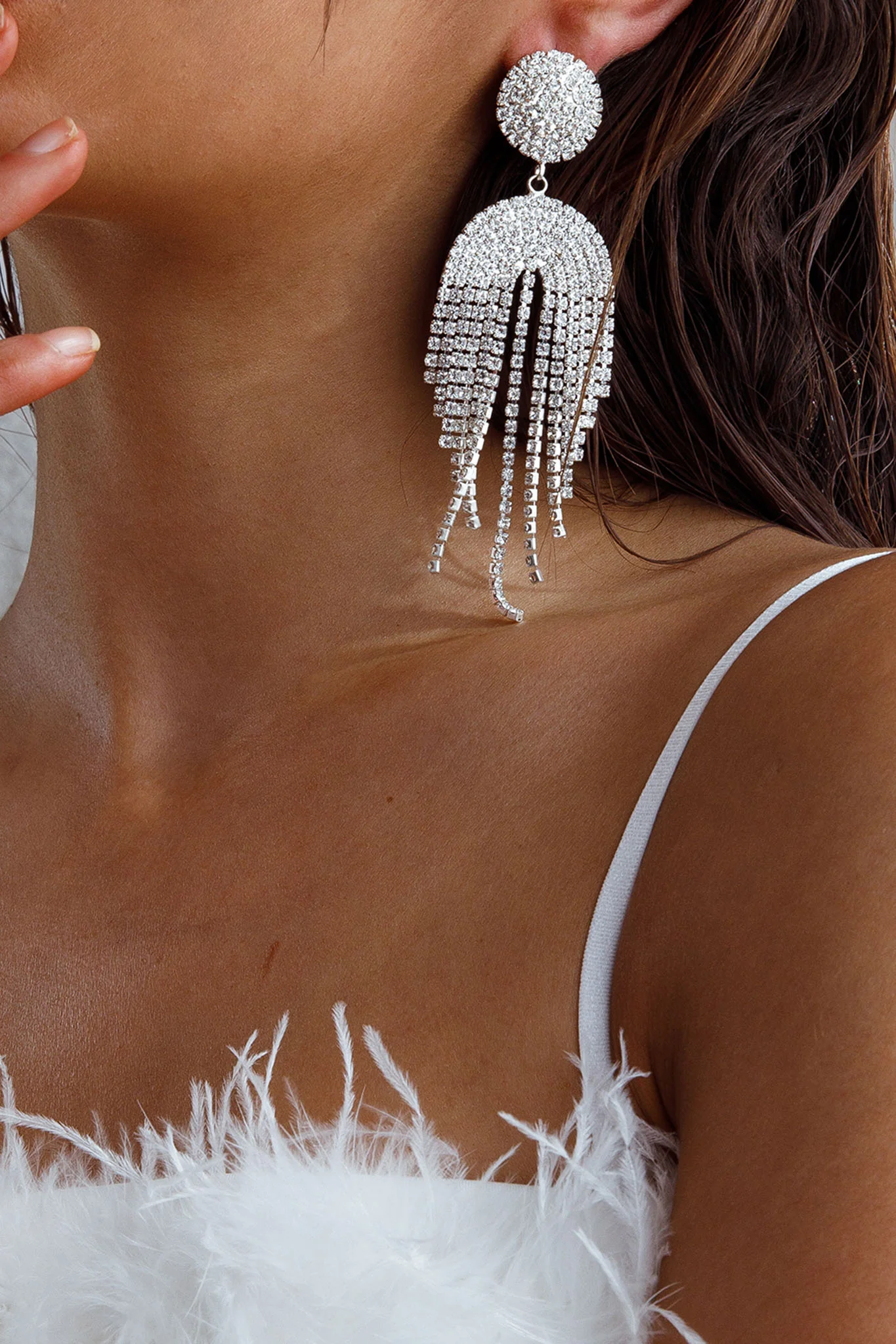 Kiara Circle Cascade Earrings Silver