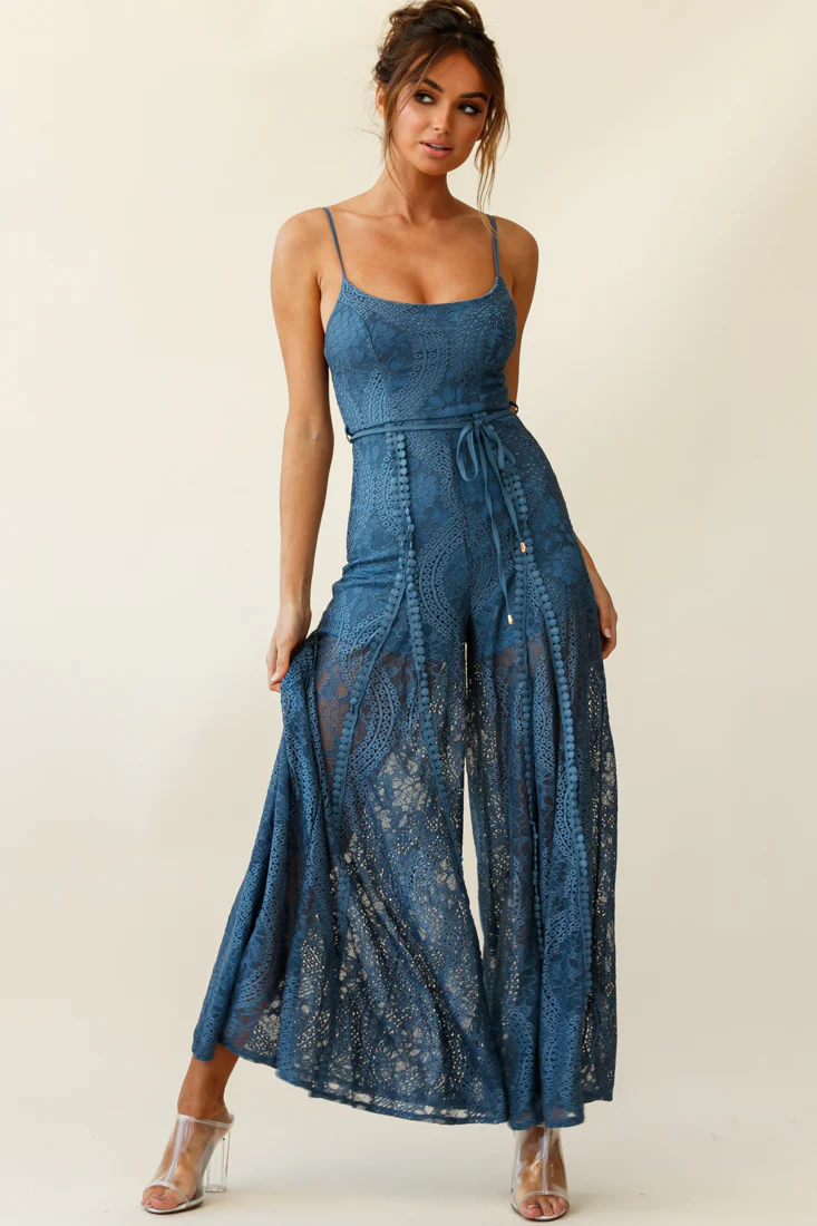 Palm Springs Lace Jumpsuit Midnight Blue