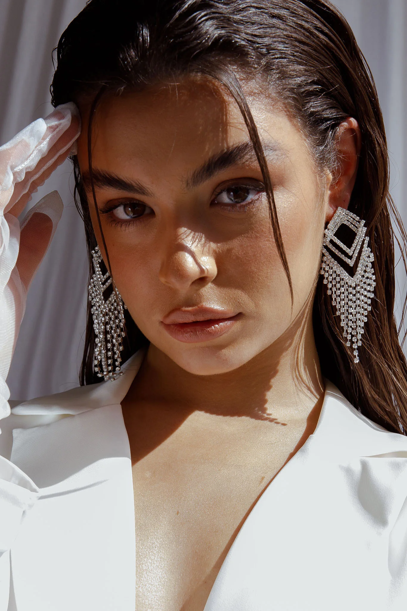 Kate Diamante Kite Drop Earrings Silver