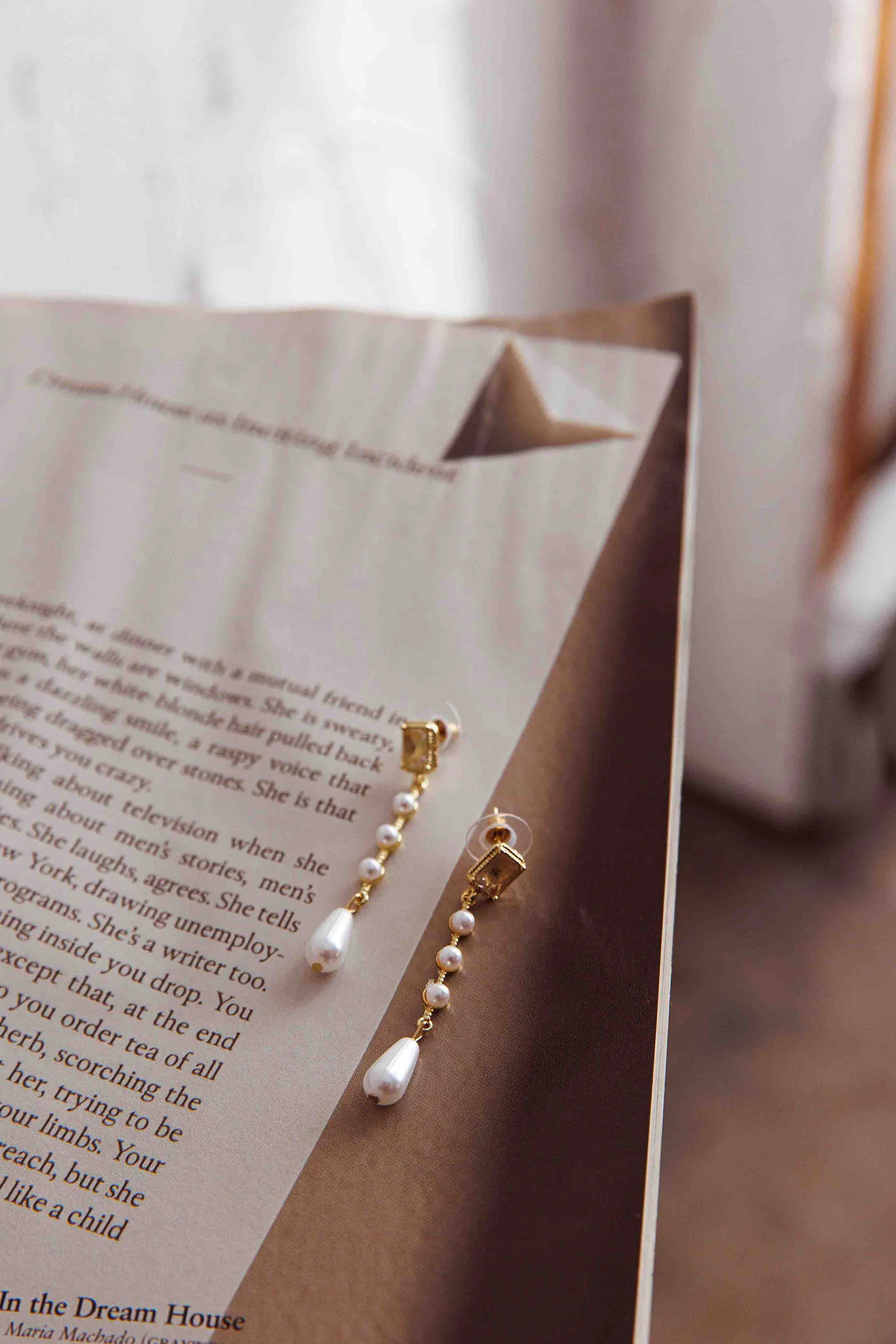 Mercy Pearl & Crystal Drop Earrings Gold