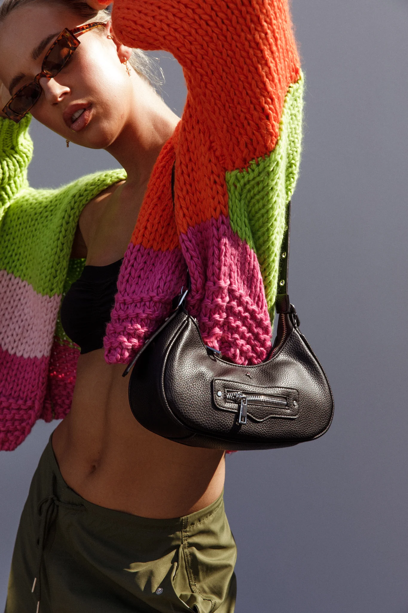 Peta And Jain Moto Shoulder Bag Black