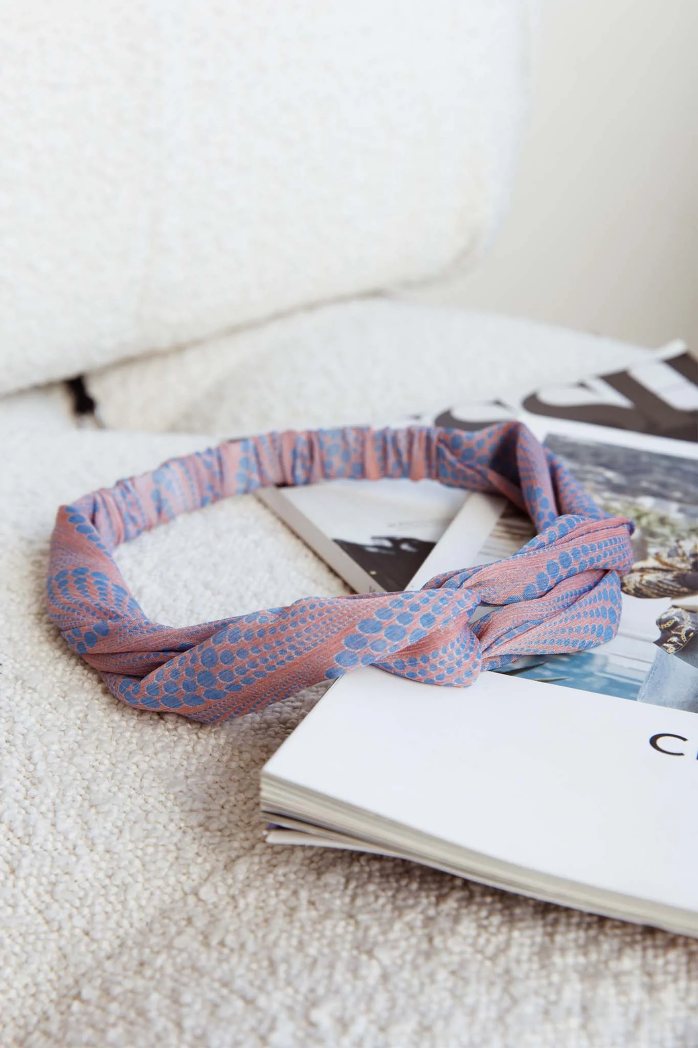 Top Knot Headband Spot Print Pink