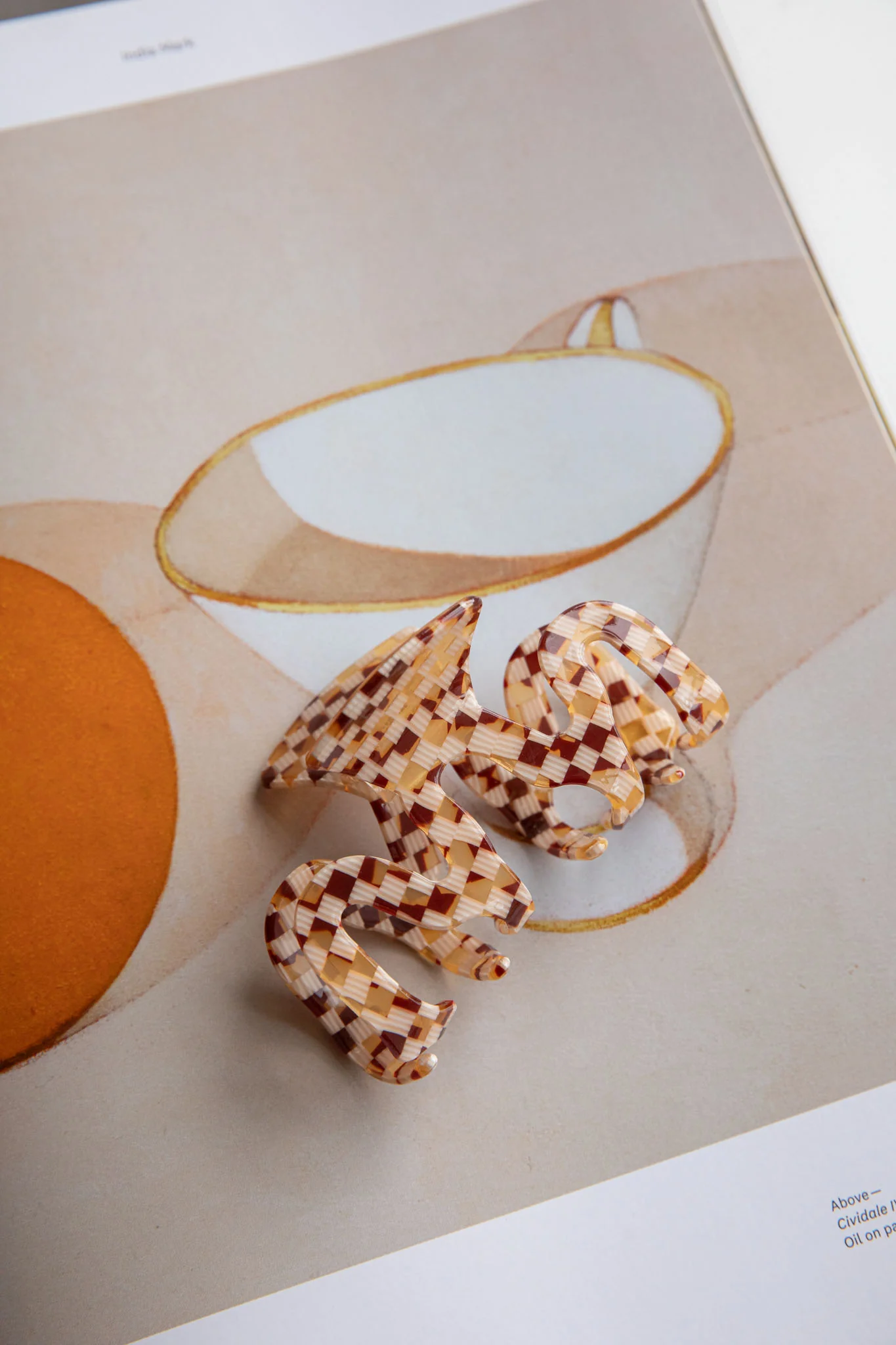 Harley Checkered Hair Clip Brown