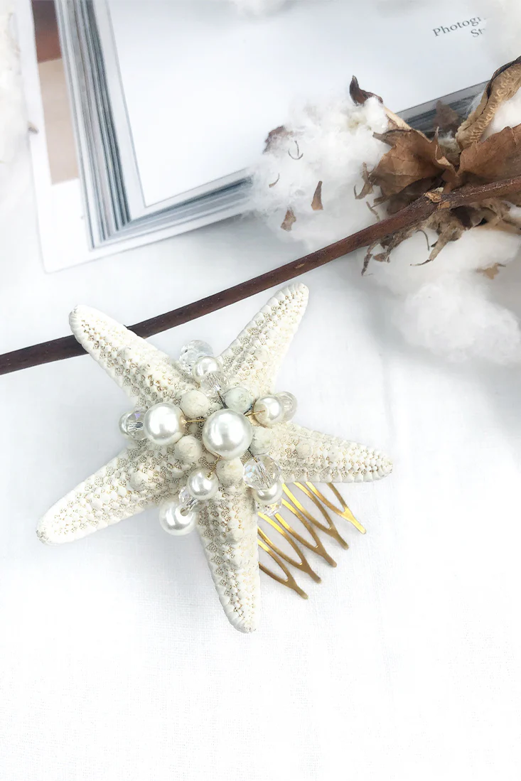 Rae Pearl Accent Starfish Clip White