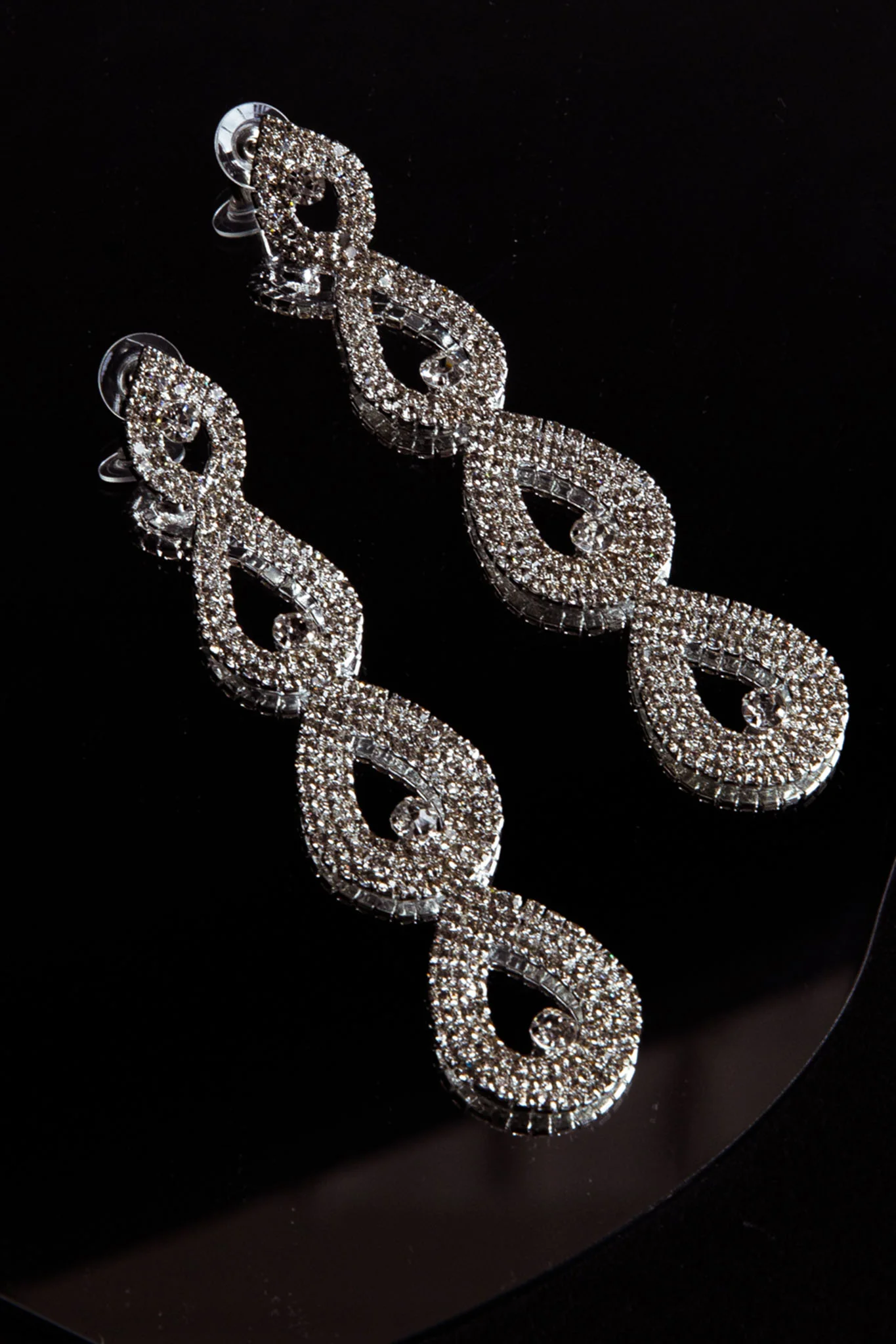 Royale Diamante Pear Drop Earrings Silver