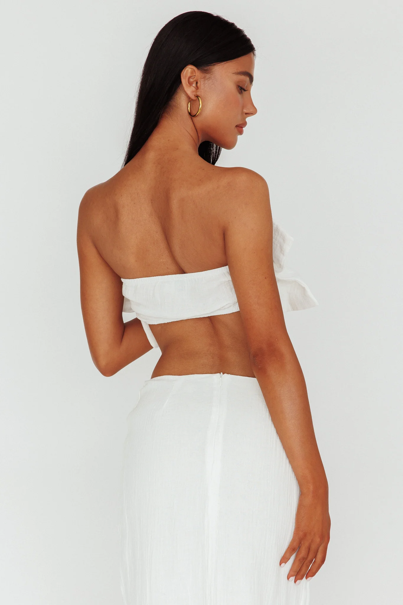 So Fine Ruffle Crop Top Off White