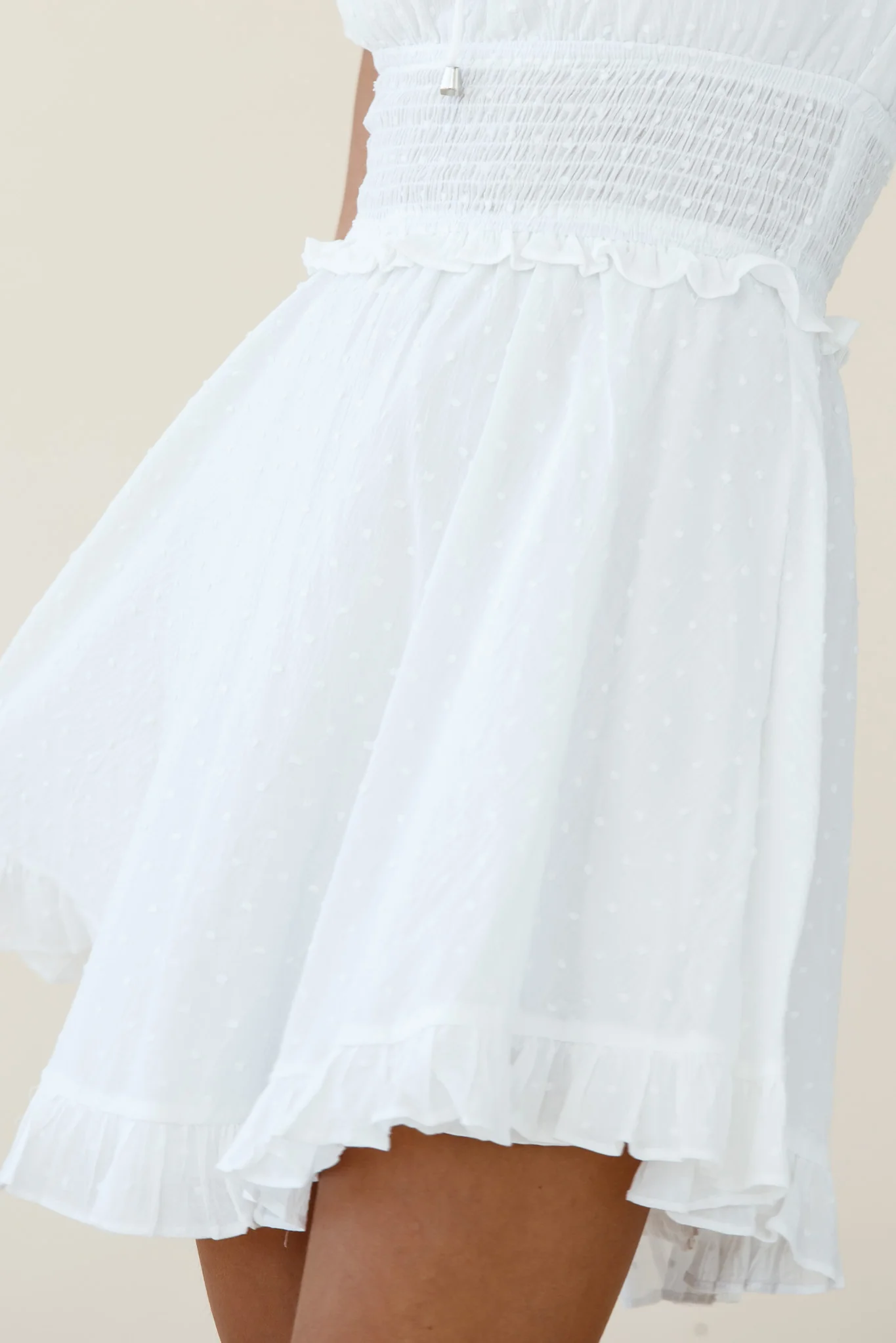 Summer In Paris Puff Sleeve Open Back Dress White