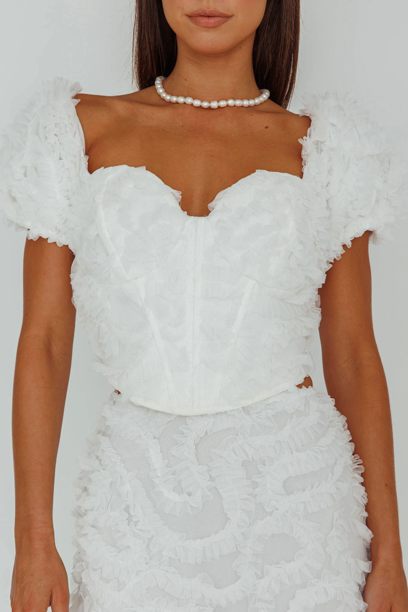 Cielito Embellished Crop Top White