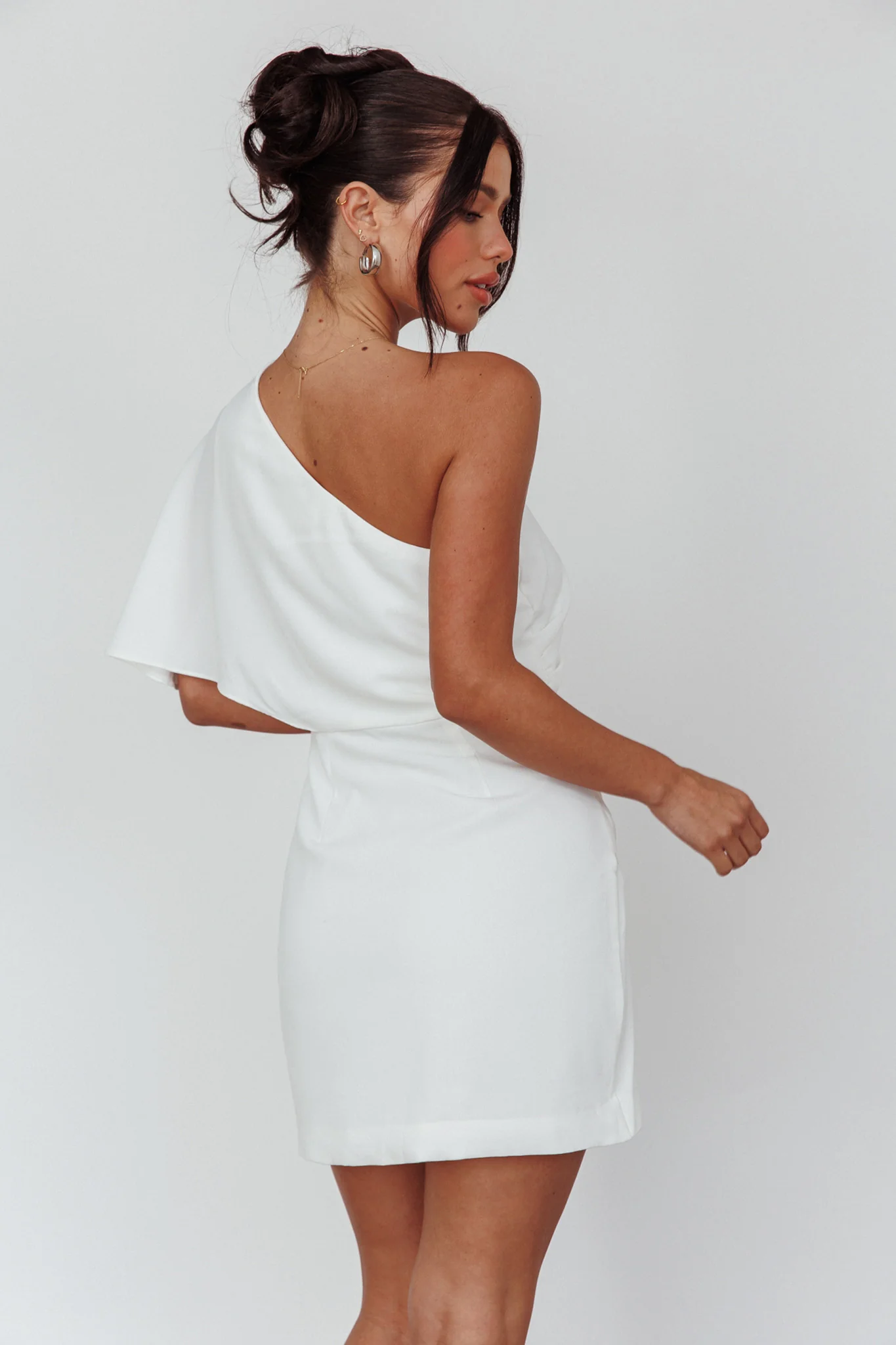 Lironne One Shoulder Mini Dress Off White