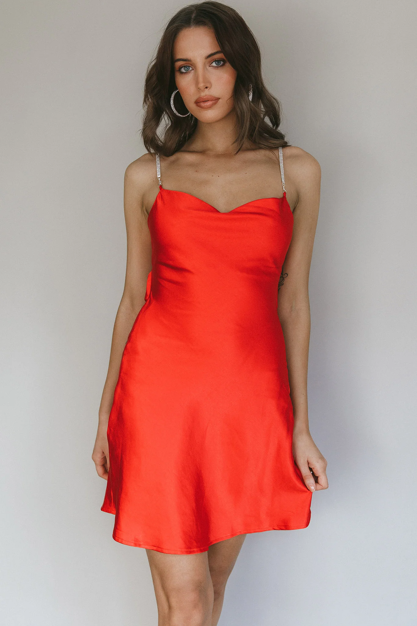 Romance Me Strappy Back Mini Dress Cherry