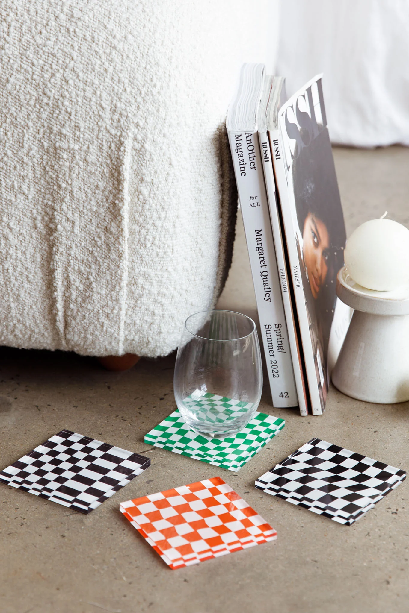 Paradiso 4pc Chessboard Acrylic Coaster Set