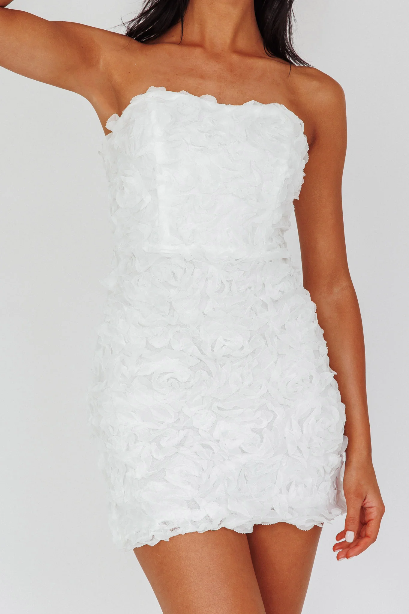 Charmer Floral Embellished Mini Dress Ivory