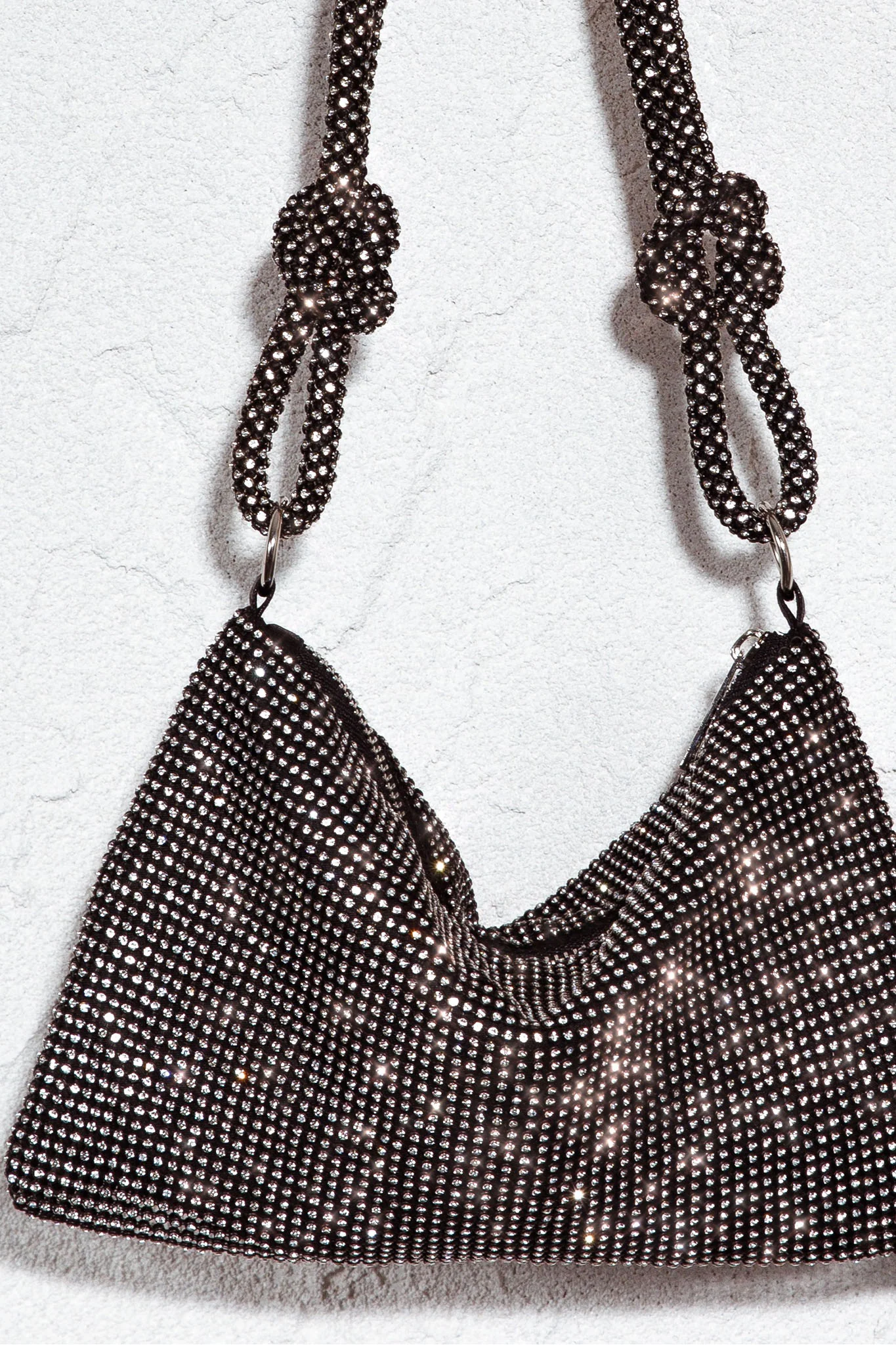 Harper Knot Strap Diamante Bag Black