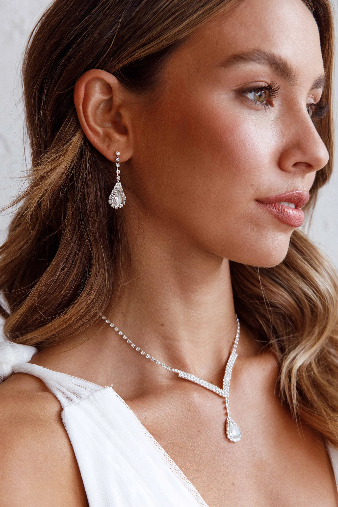 Melissa Diamante Necklace and Earrings Set Silver