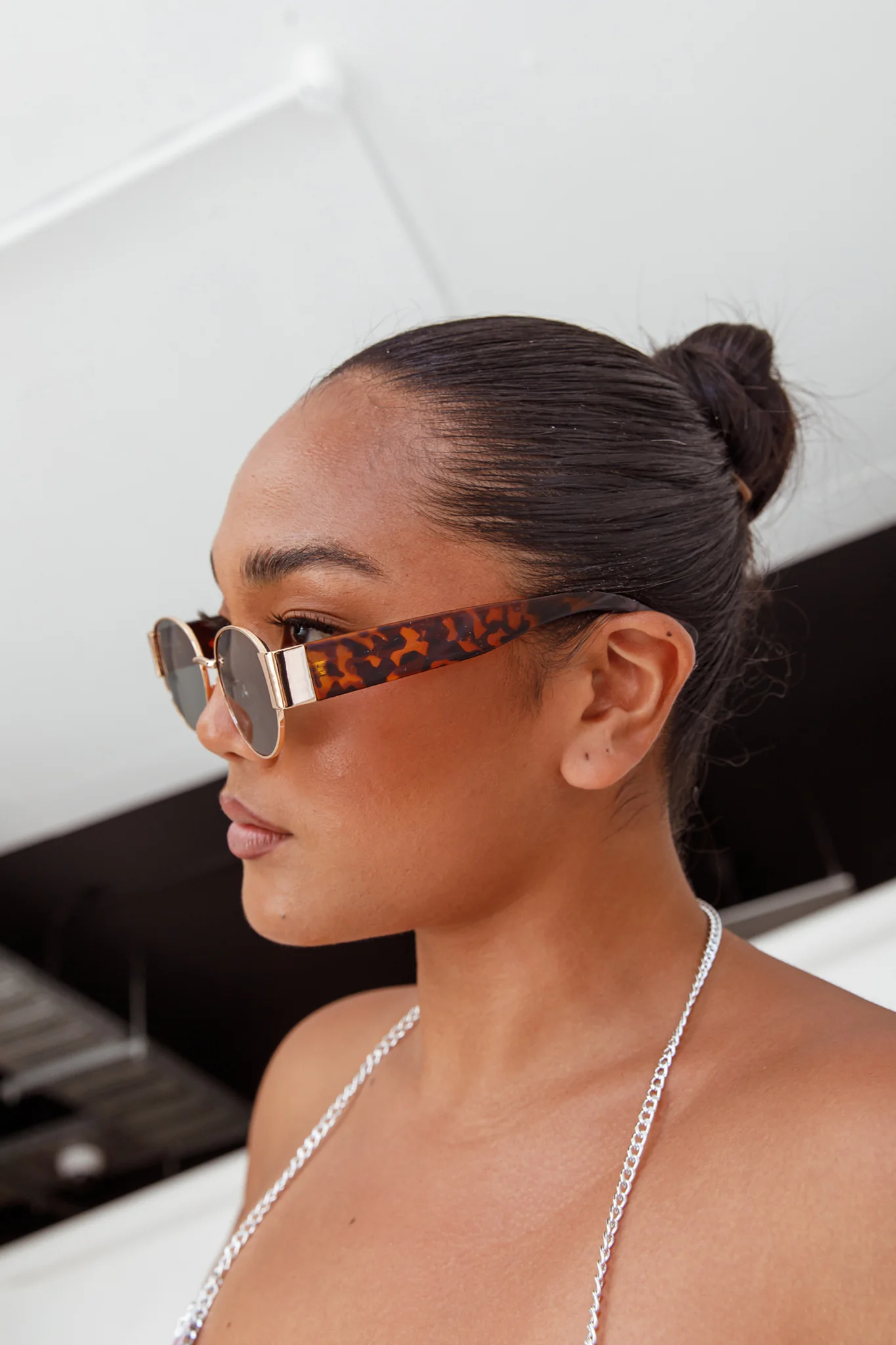 Germa Oval Metal Sunglasses Tort