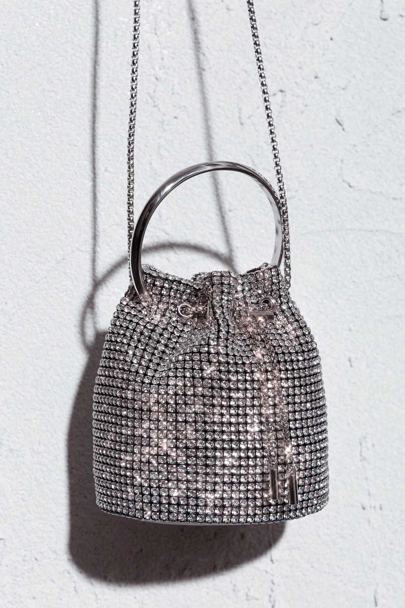 Fifth Avenue Diamante Bucket Bag Silver