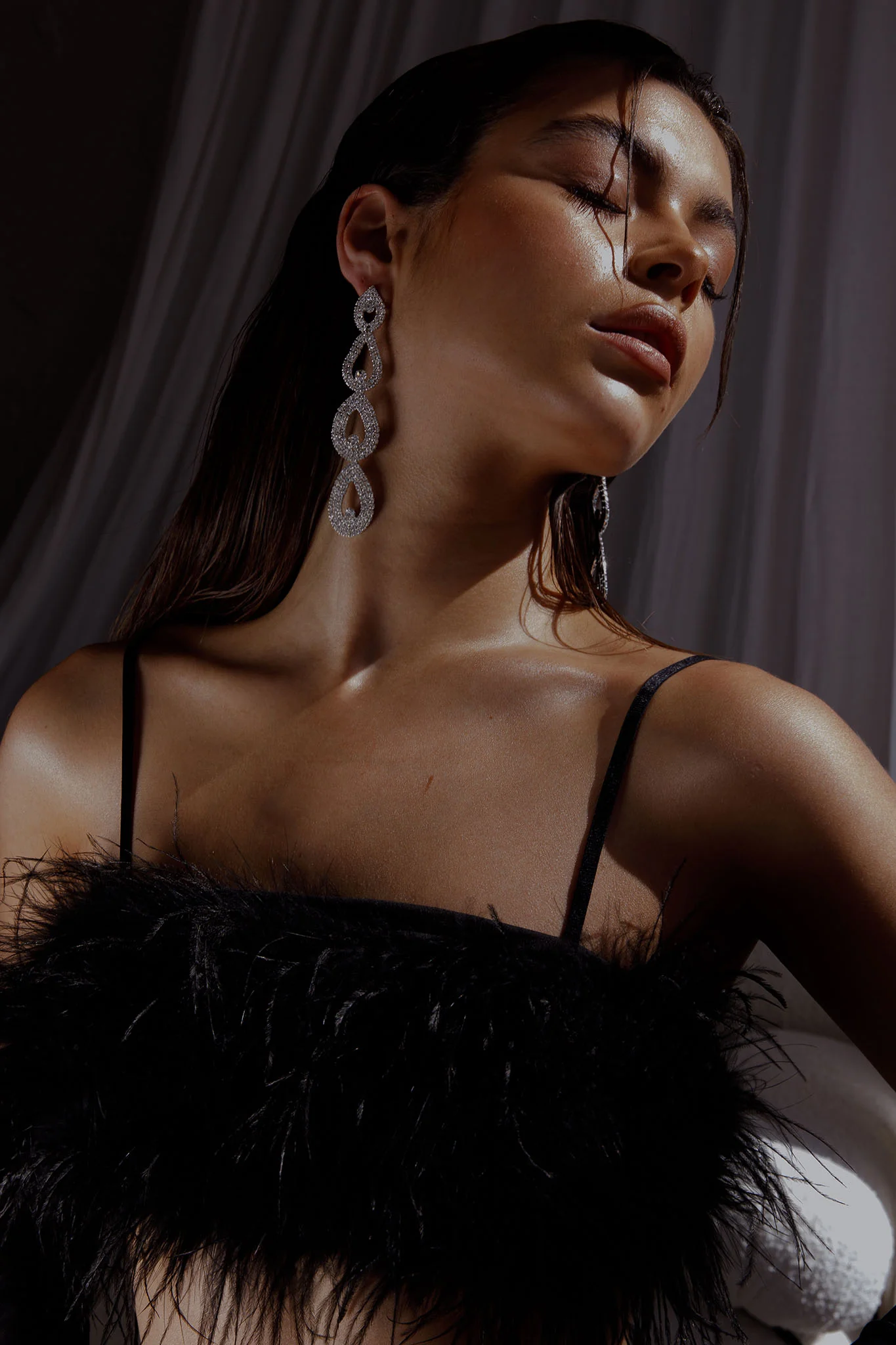 Royale Diamante Pear Drop Earrings Silver