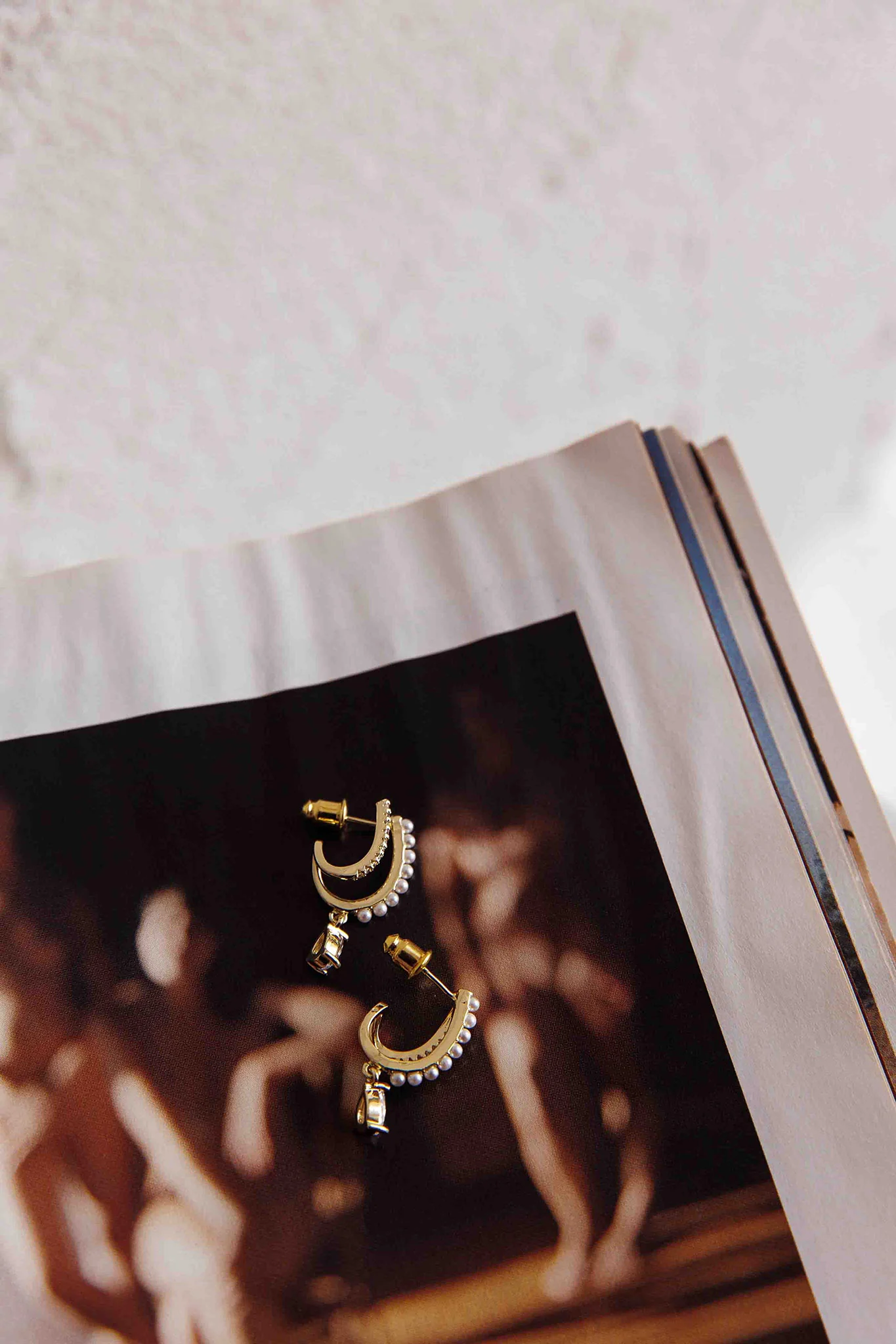 Dawn Double Pierce Illusion Earrings Gold