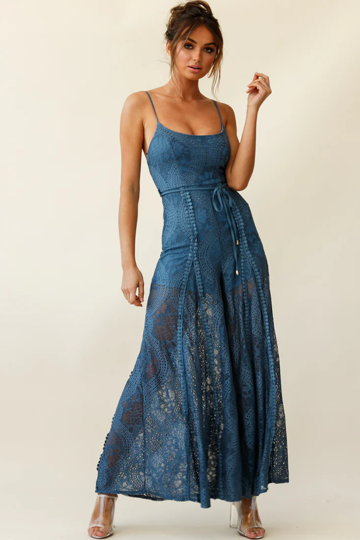 Palm Springs Lace Jumpsuit Midnight Blue