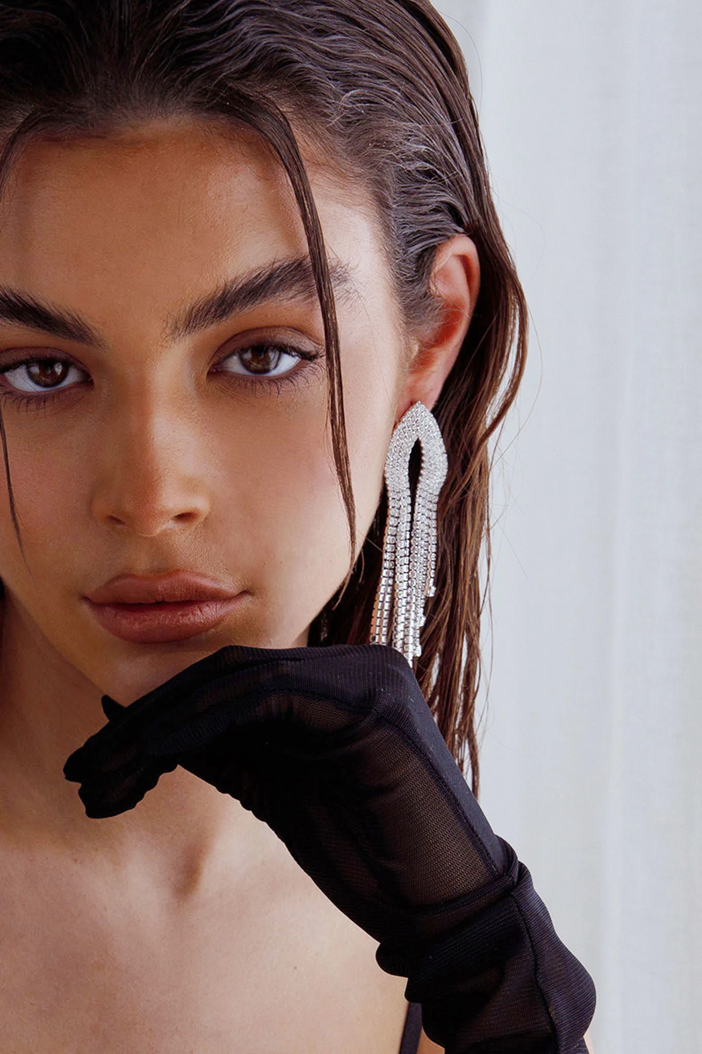 Khloe Diamante Tassel Earrings Silver