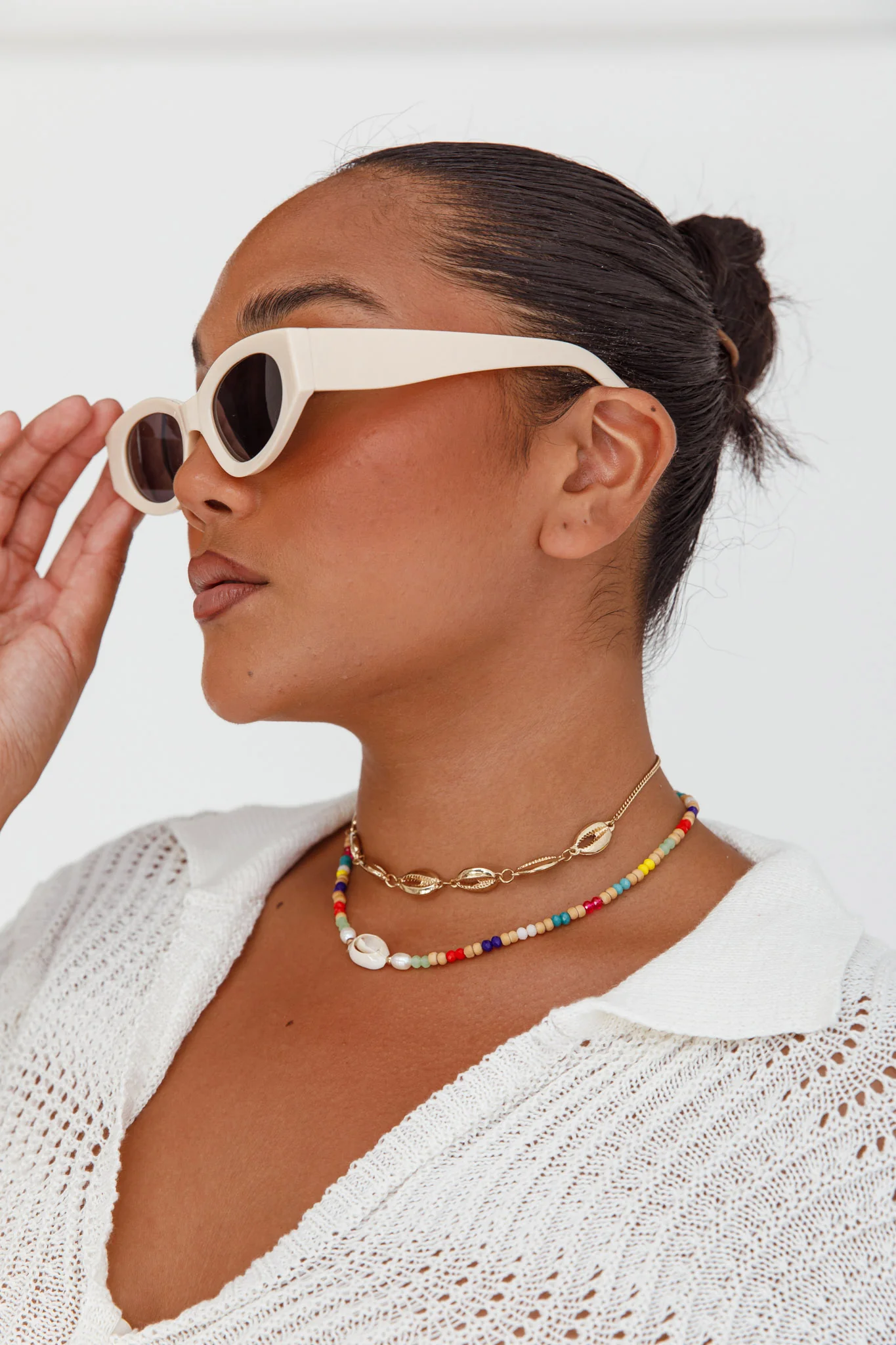 Regina Cat-eye Acetate Sunglasses Cream