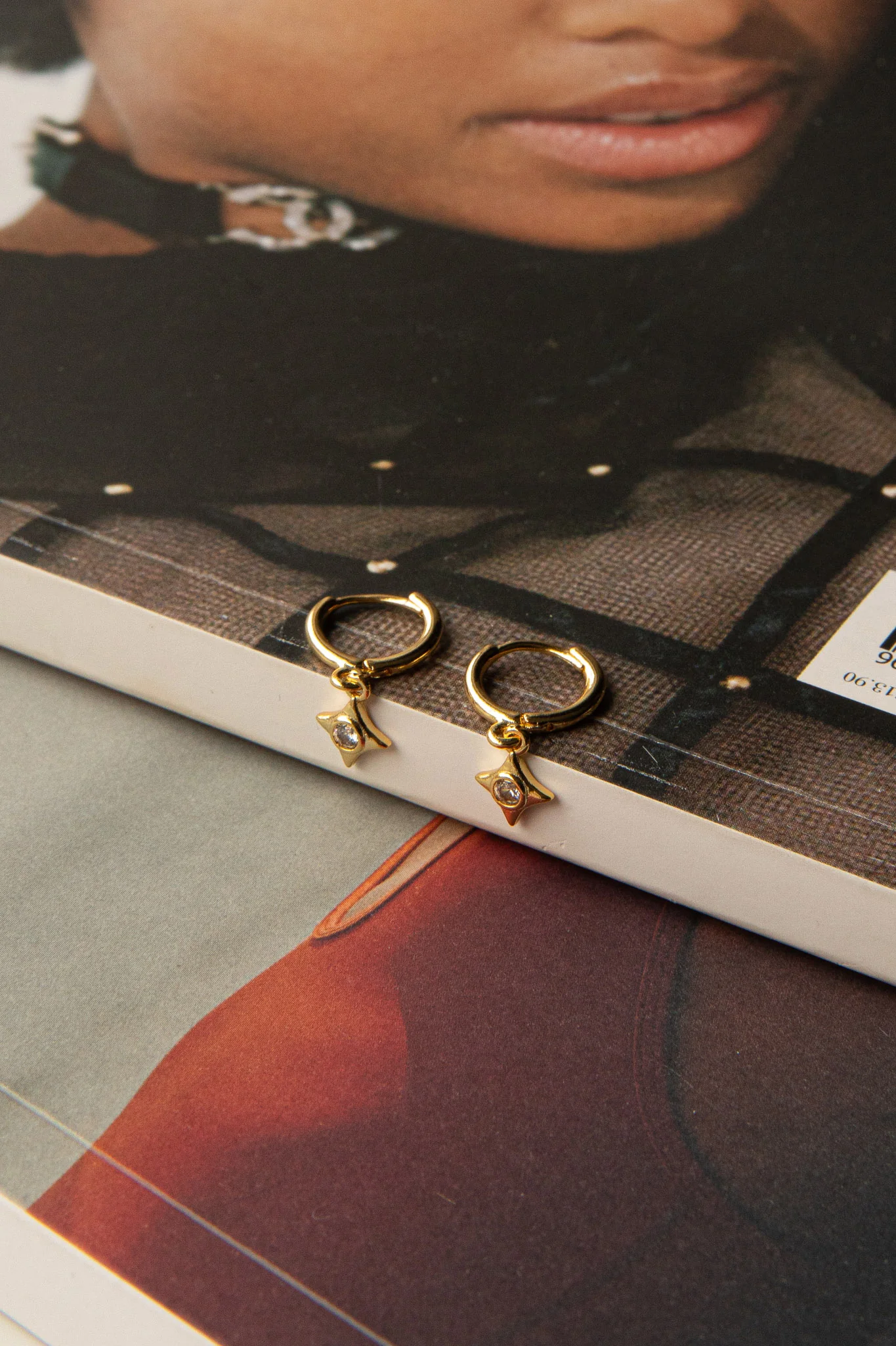 Lucida Drop Diamante Hoop Earrings Gold