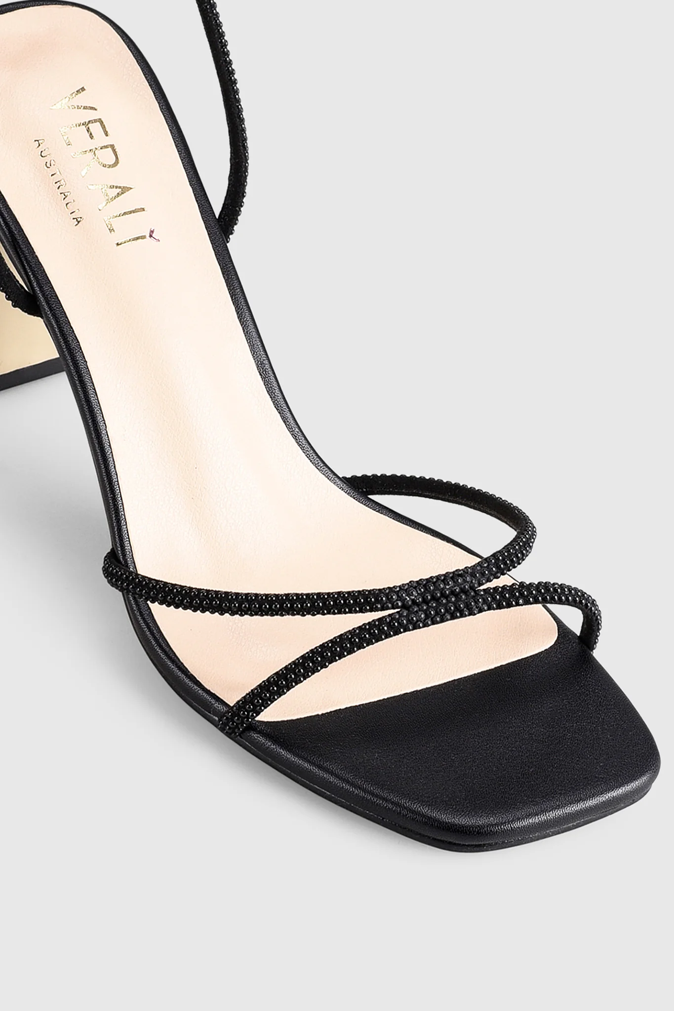 VERALi Kian Block Heel Sandals Black Pearl