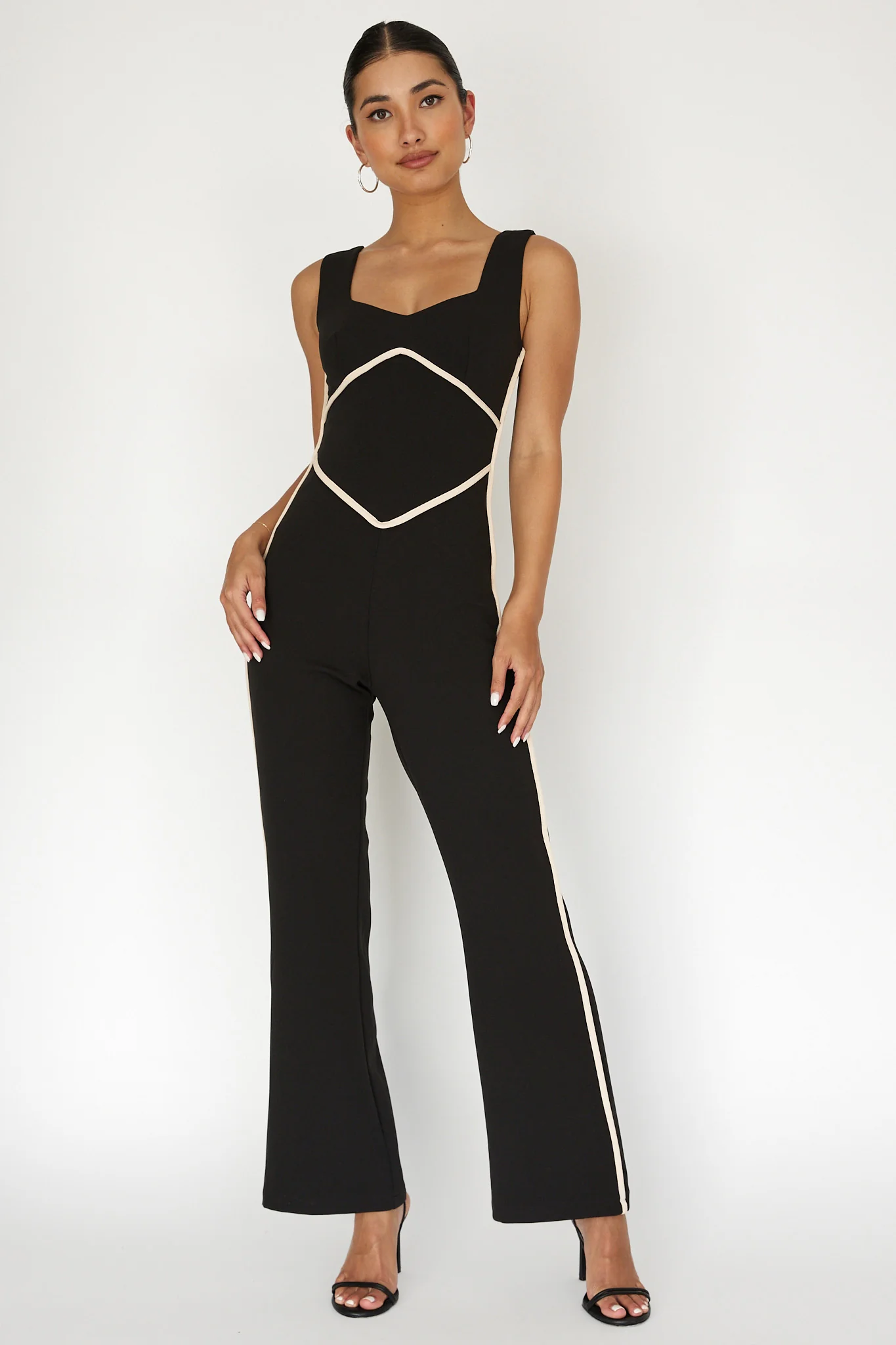 Shenae Piping Trim Jumpsuit Black