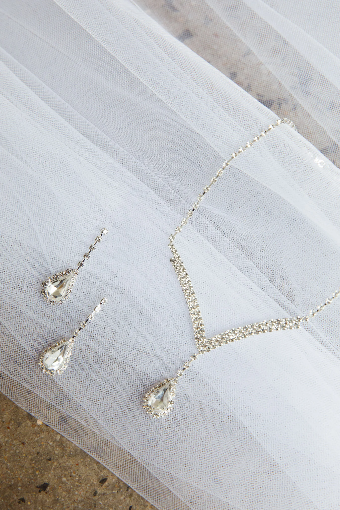 Melissa Diamante Necklace and Earrings Set Silver
