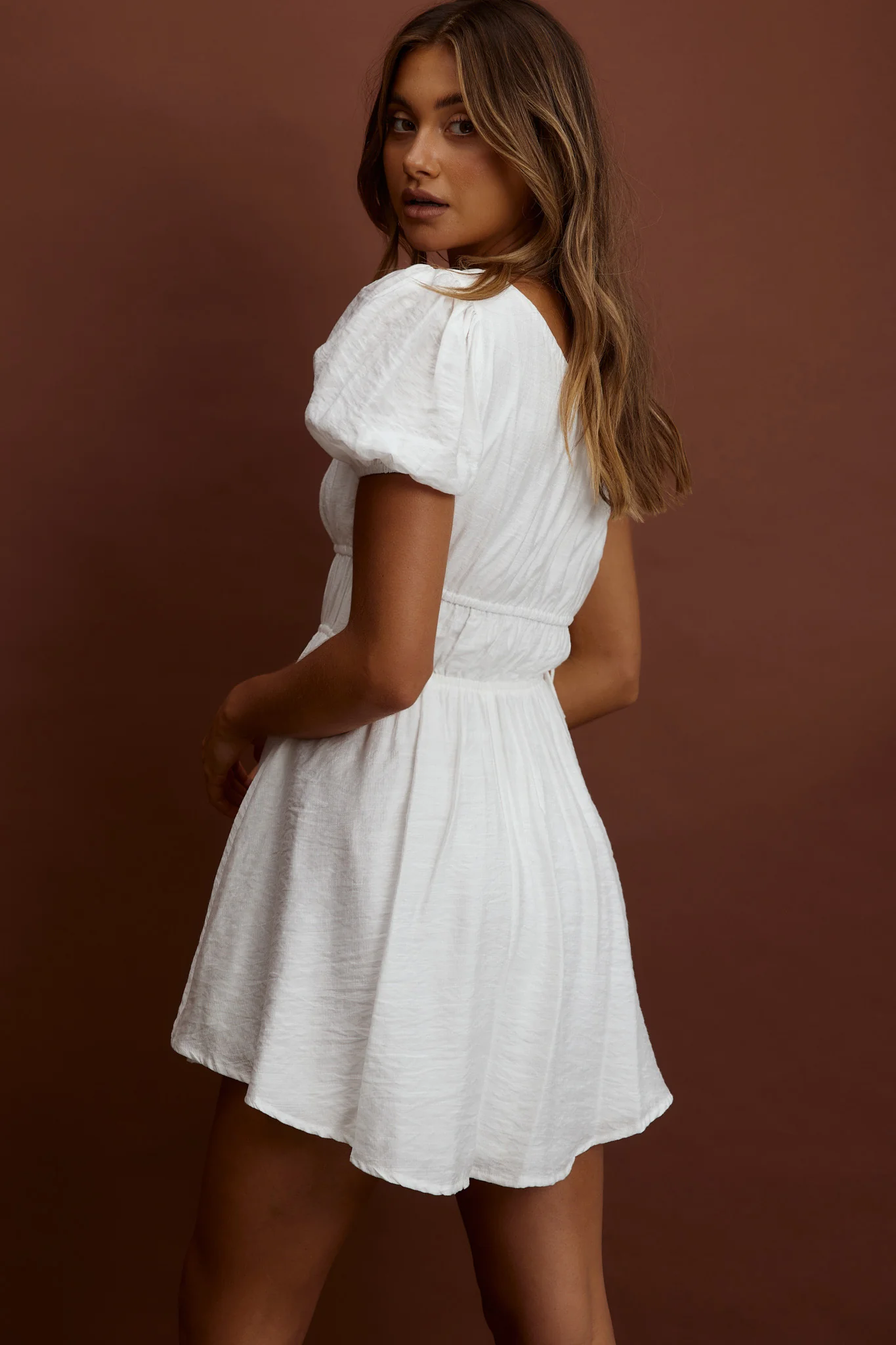 True Heart One-Shoulder A-Line Dress White