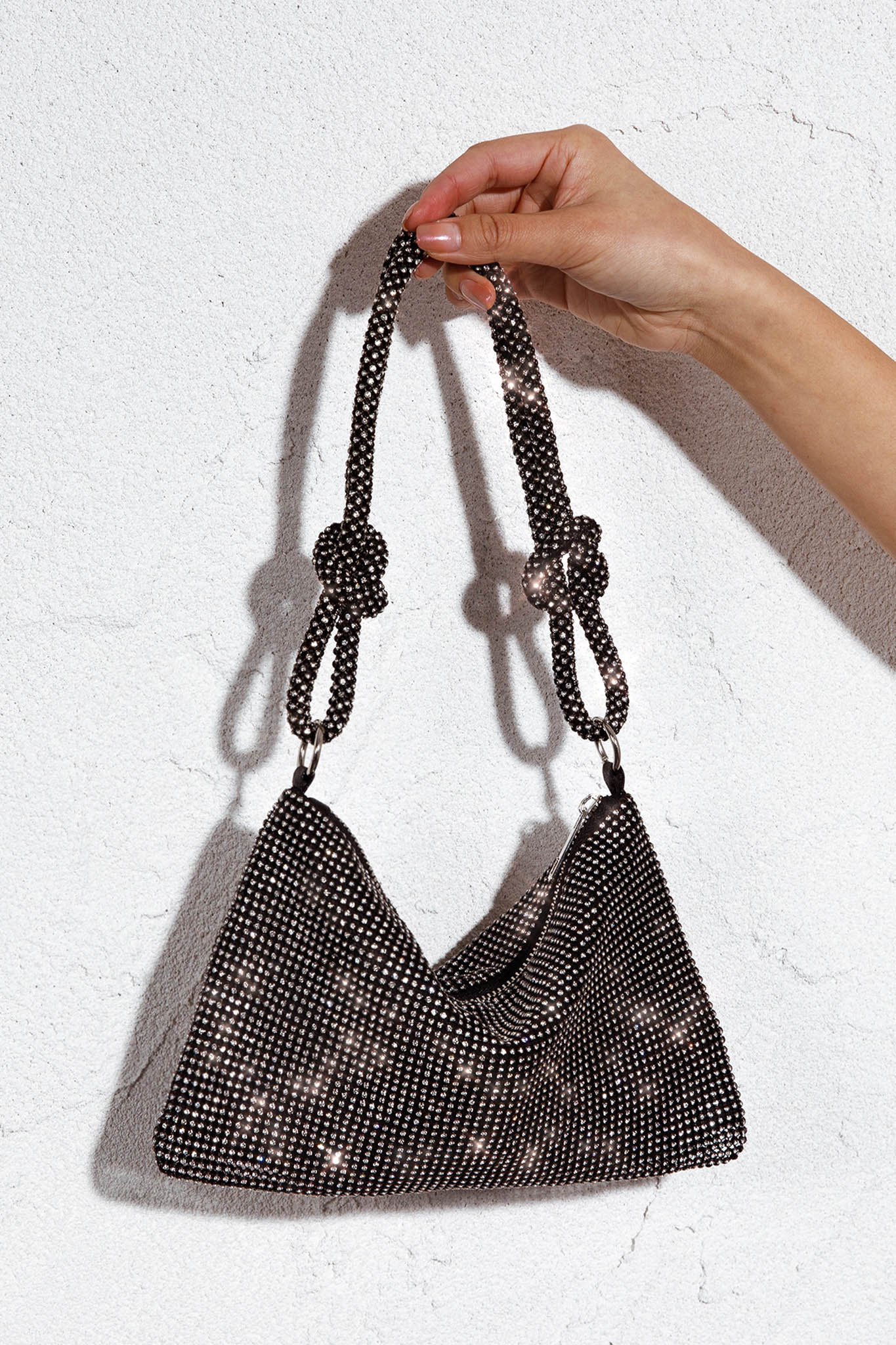 Harper Knot Strap Diamante Bag Black