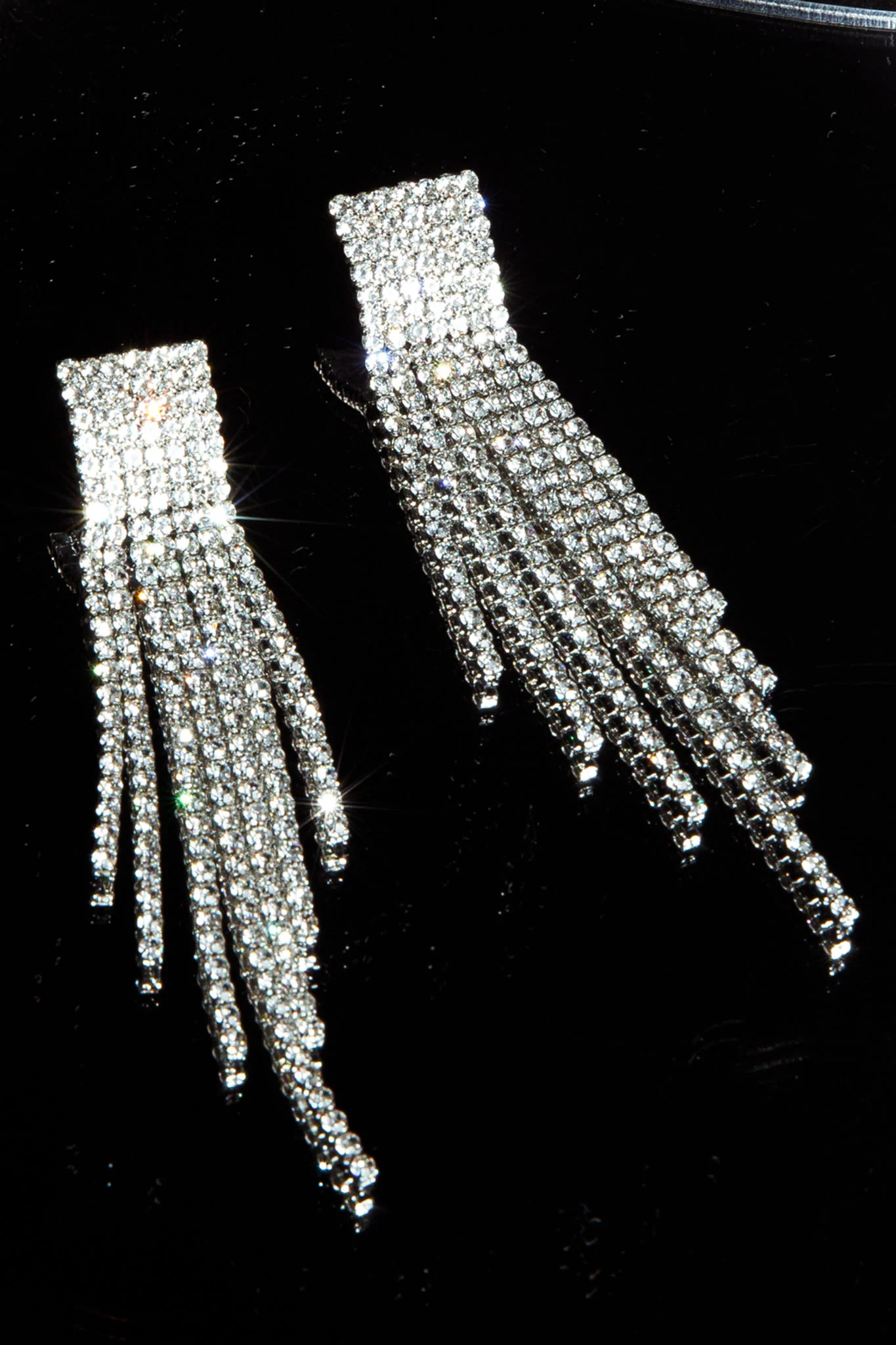 Zarah Diamante Tassel Earrings Silver
