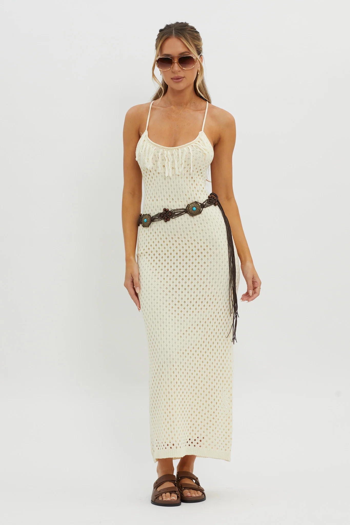 Midwest Fringe Boho Belt Brown