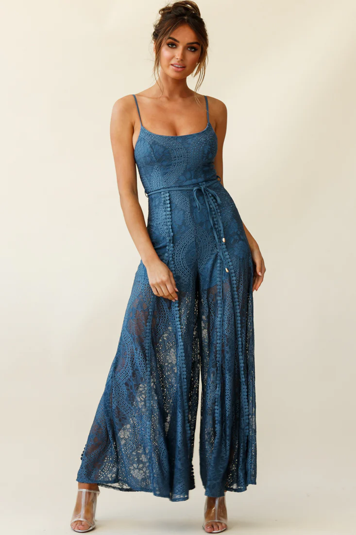 Palm Springs Lace Jumpsuit Midnight Blue