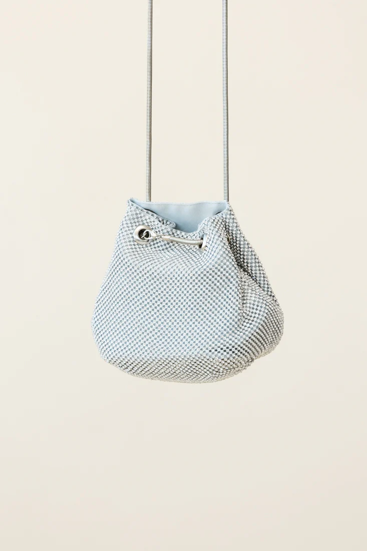 Own The Night Diamante Mesh Bag Silver
