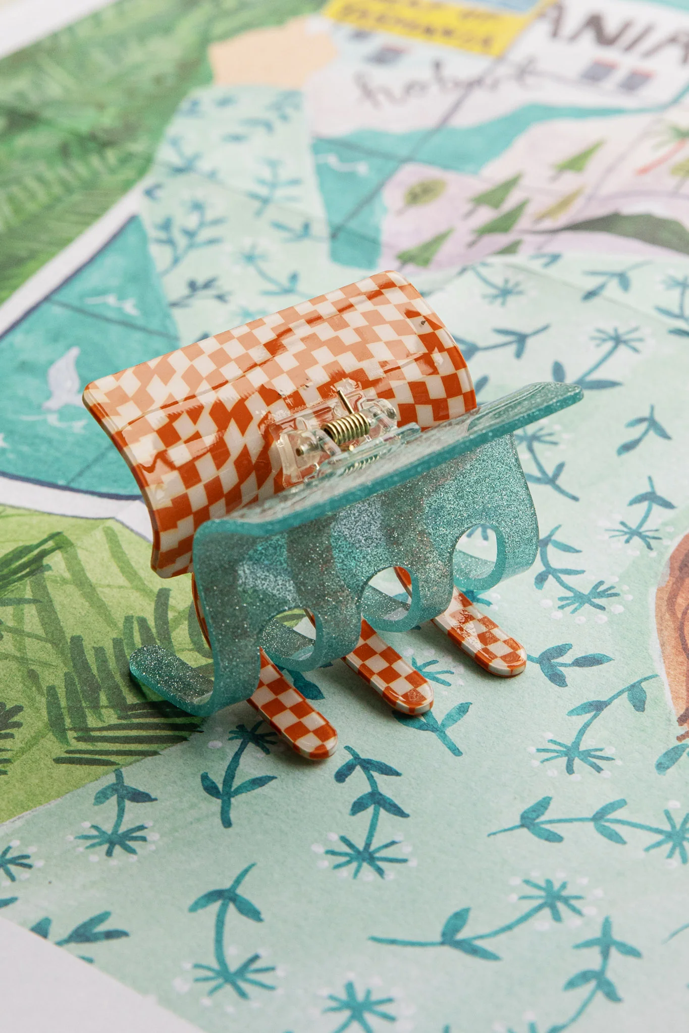 Retro Two-Side Hair Clip Orange