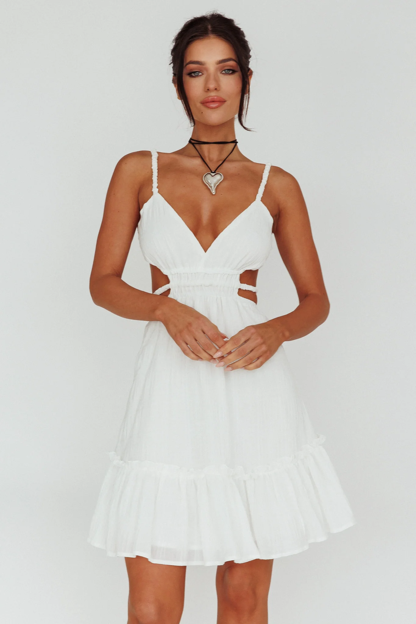 High Flier Open Back Mini Dress White