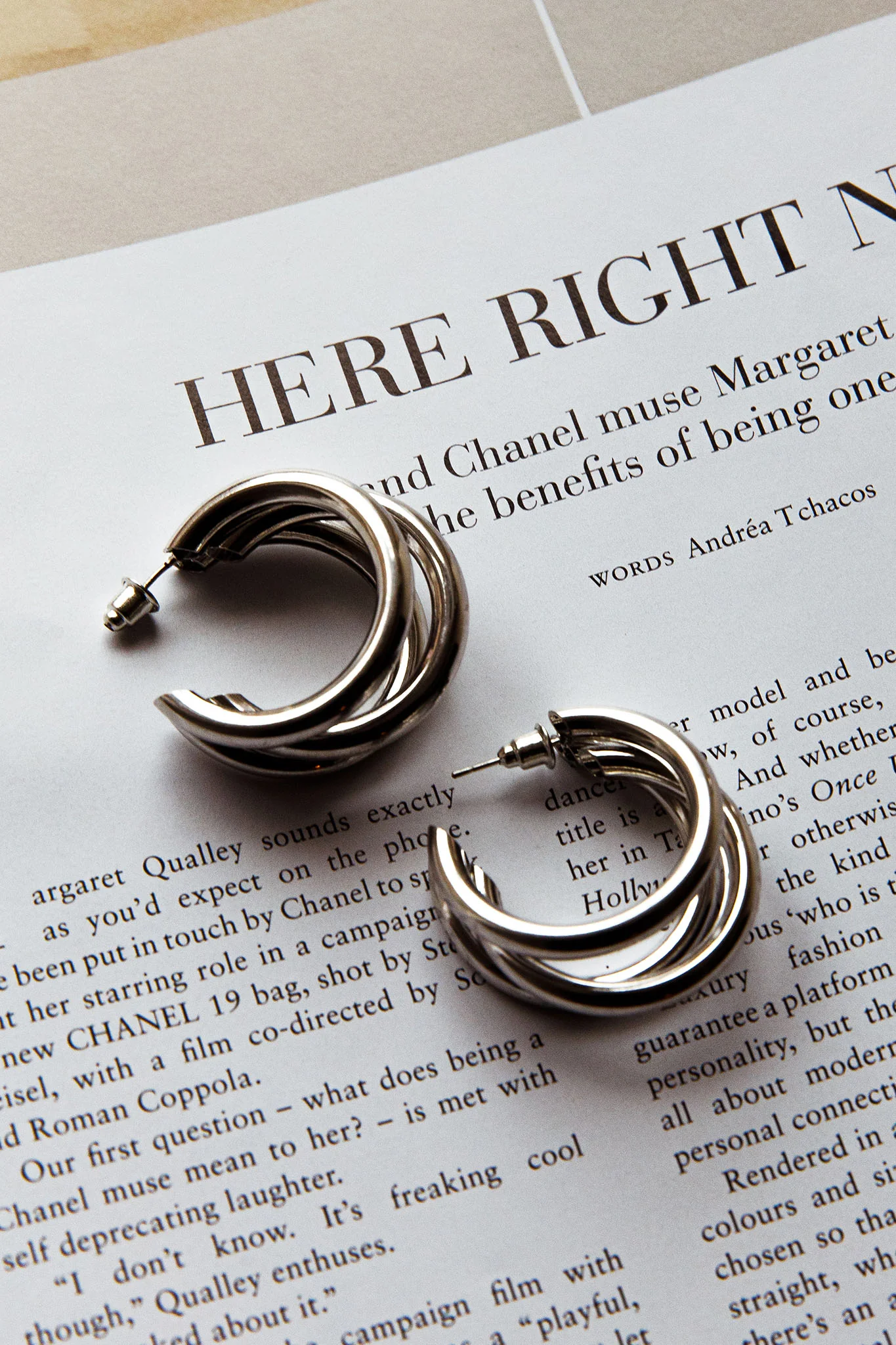 Dominique Triple Hoop Earrings Silver